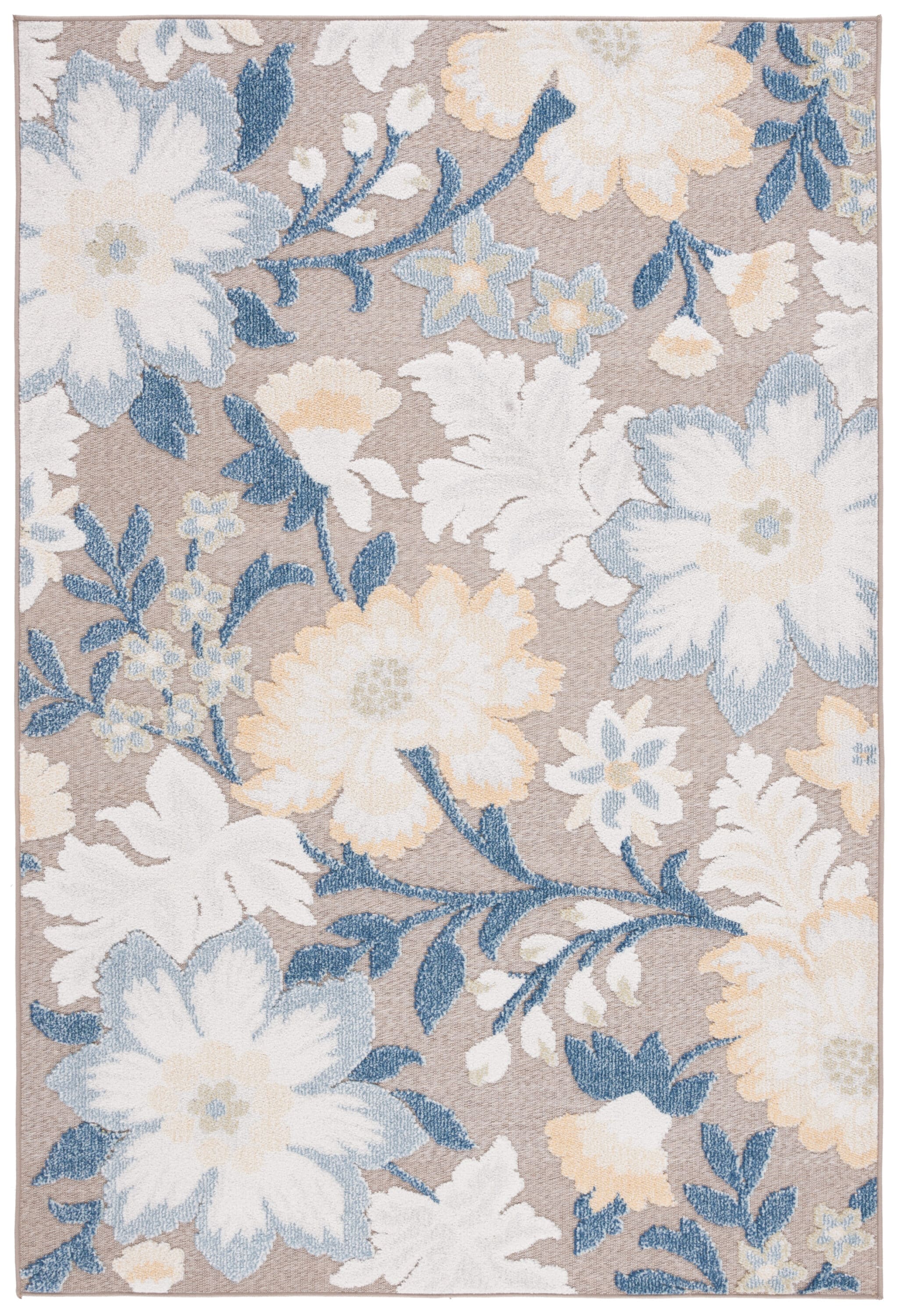 Sarasota Navy & Brown Floral Synthetic Area Rug - 59"x95"