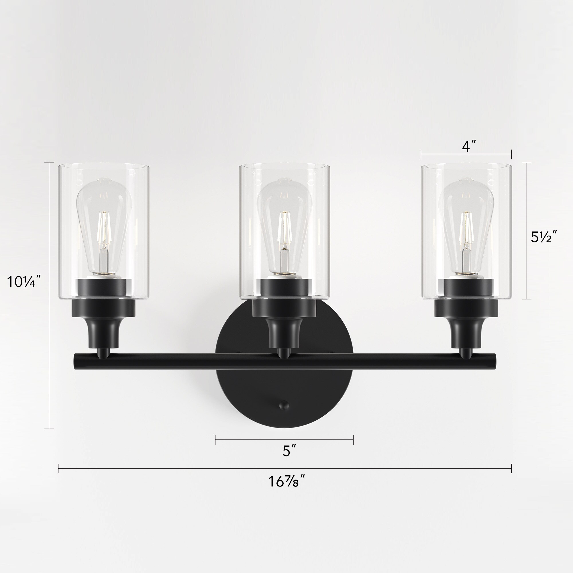 CO-Z 16.9-in 3-Light Matte Black Led, Modern/Contemporary Vanity Light ...