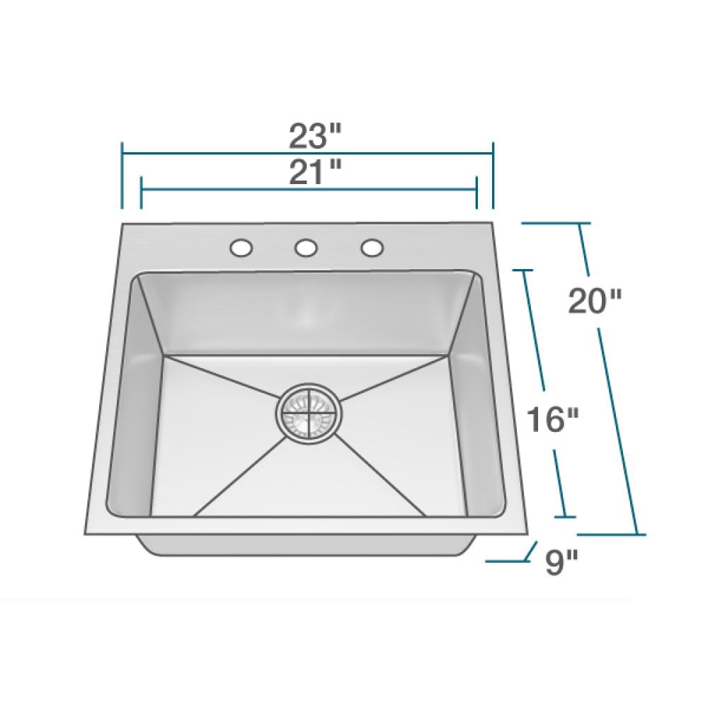 MR Direct Drop In 23 In X 20 In Stainless Steel Single Bowl 3 Hole   11476283 