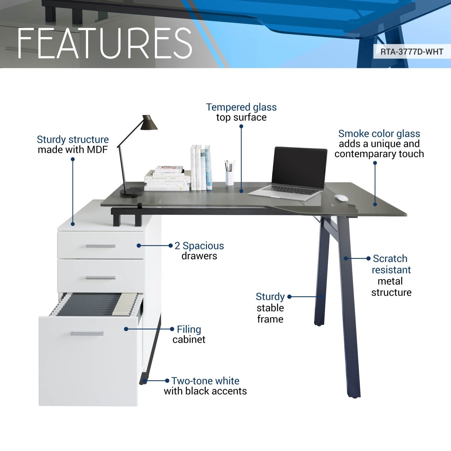 JASMODER RTA-3377D-WHT desks - View #5