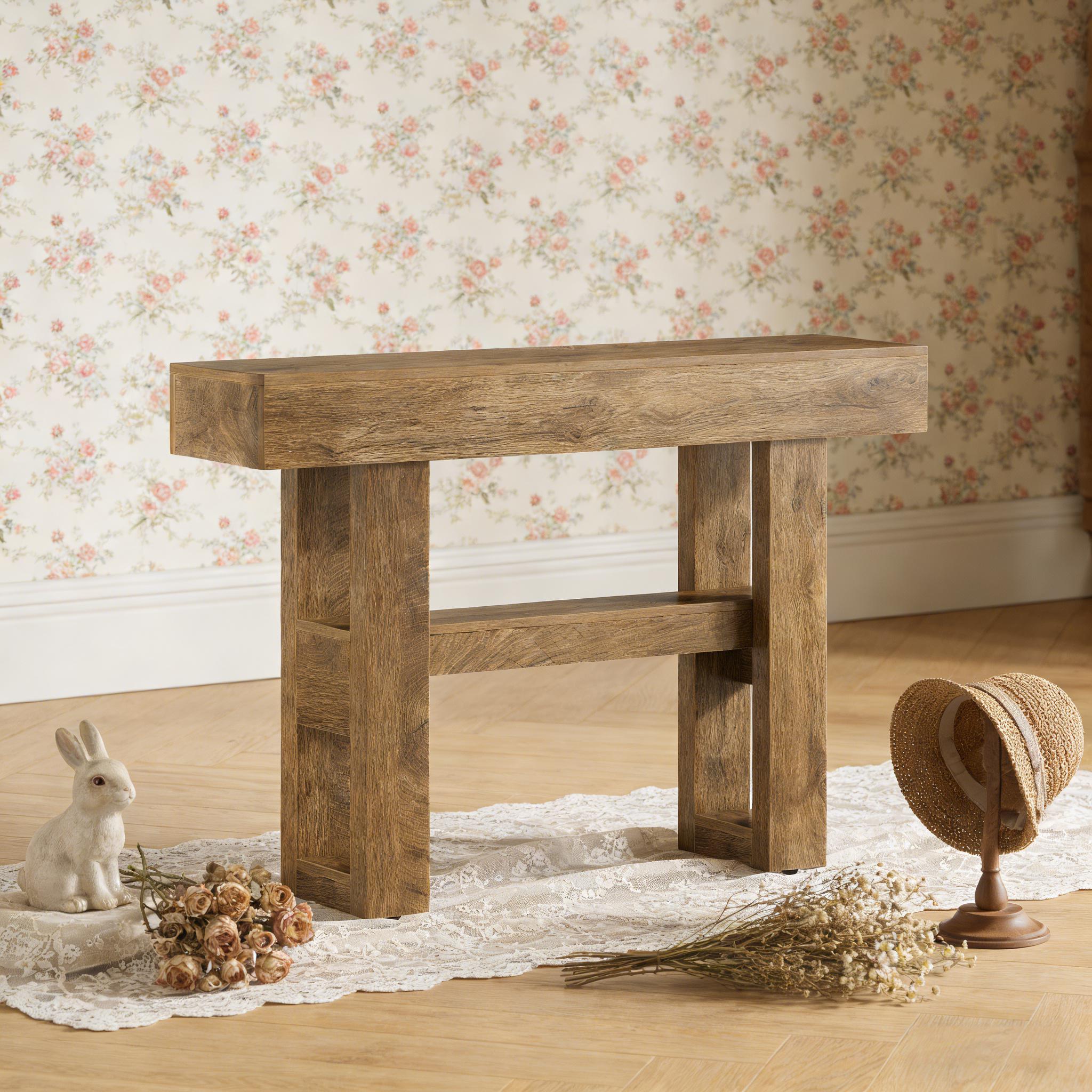 Vynxaria 41-in Light Brown Rectangular Composite Console Table with ...