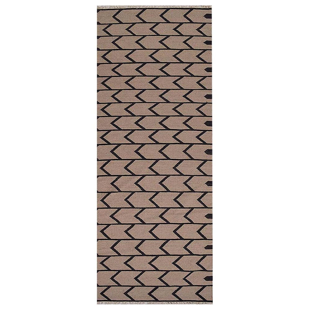 Rugsotic Carpets  HAND WOVEN FLAT WEAVE KILIM WOOL ECO-FRIENDLY AREA RUGS  - 2'6''x6' Runner Shape Cream Charcoal Color Contemporary Modern Design Low Pile  Handmade Area Rugs for Living Room Bed Room D00109