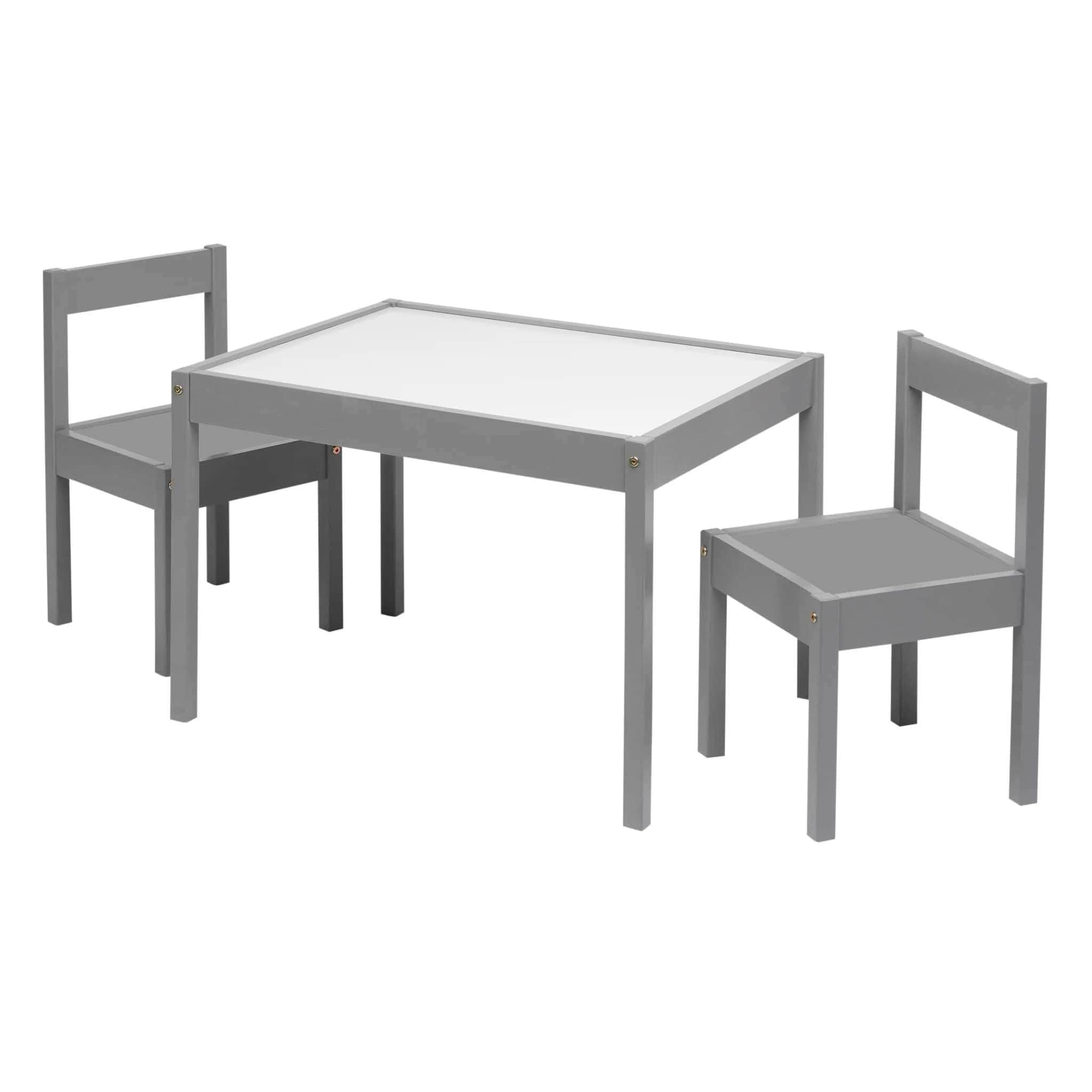 Vintage 162525124GRAY Child 3-Piece Table and Chairs Set in White Age Group 1 to 5 Years Old