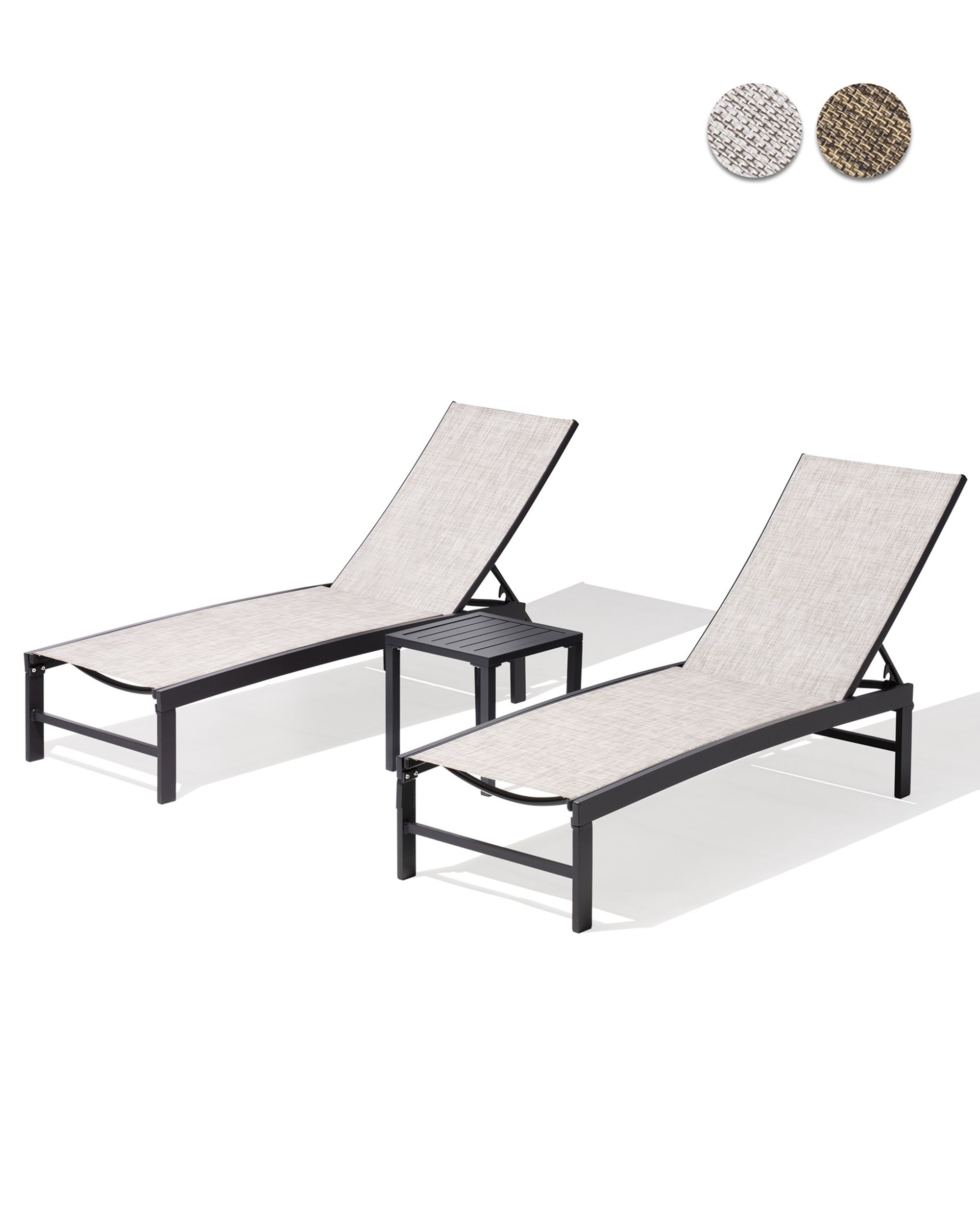 Pellebant PB-LG006EAR-3 lounge chair set 3 -Piece Patio Conversation Set with Off-white