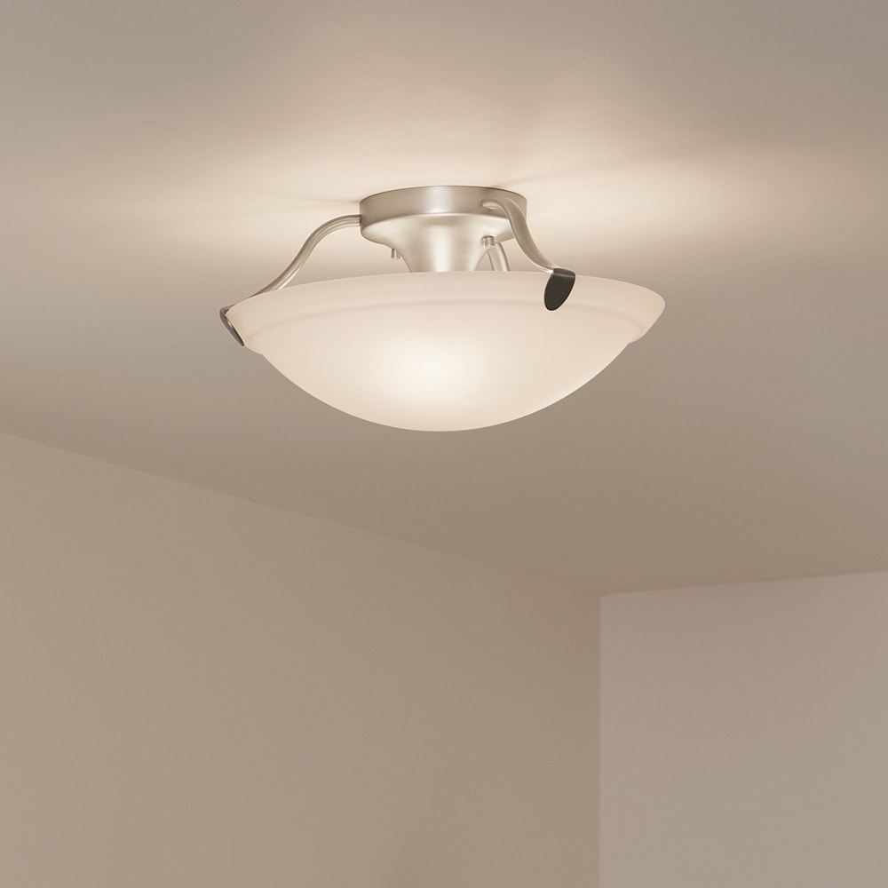 Kichler 1-Light Brushed Nickel Semi mount light 3627NI at Lowes.com