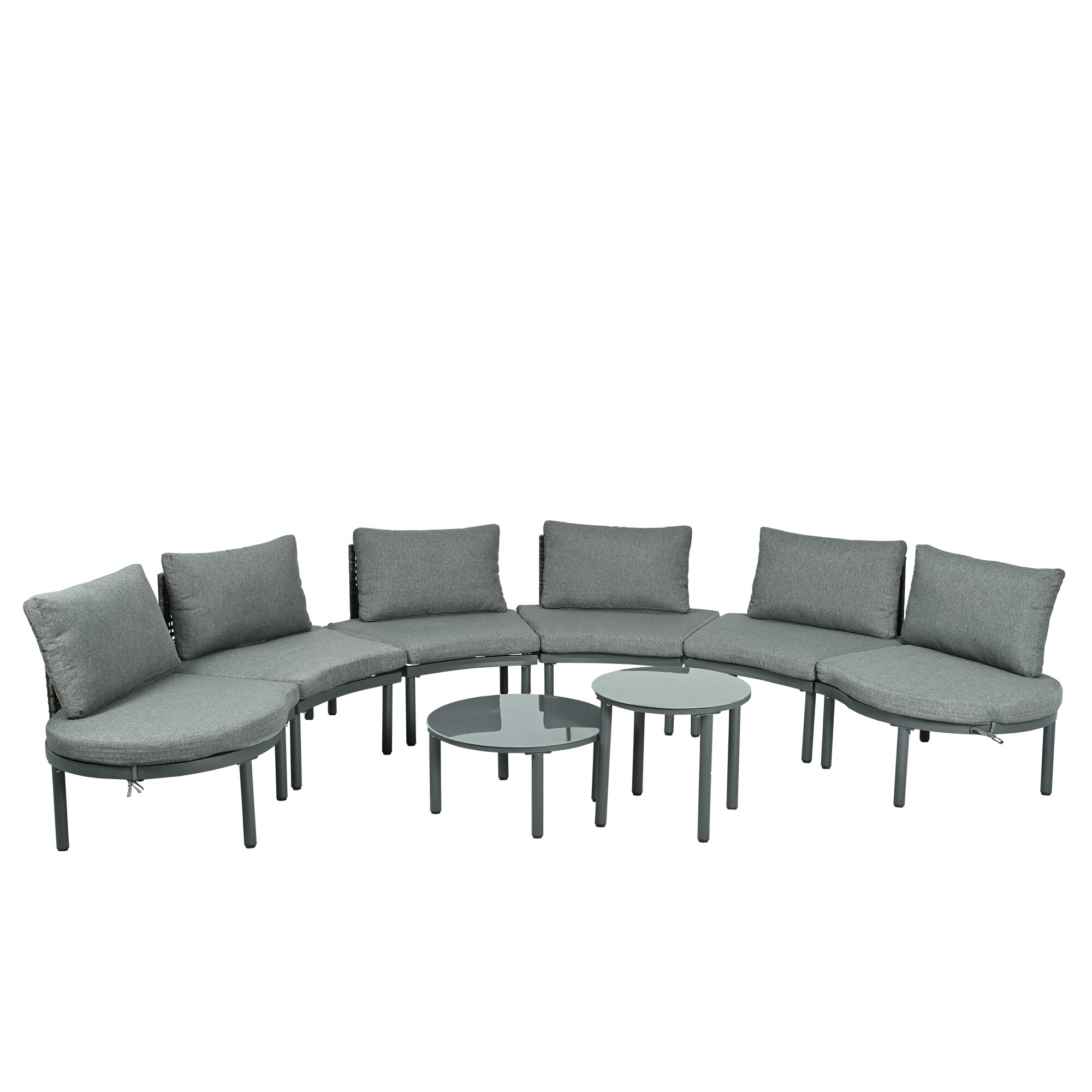 Bybafun YA0100341 Outdoor Sectional with Gray Cushions and Aluminum Frame