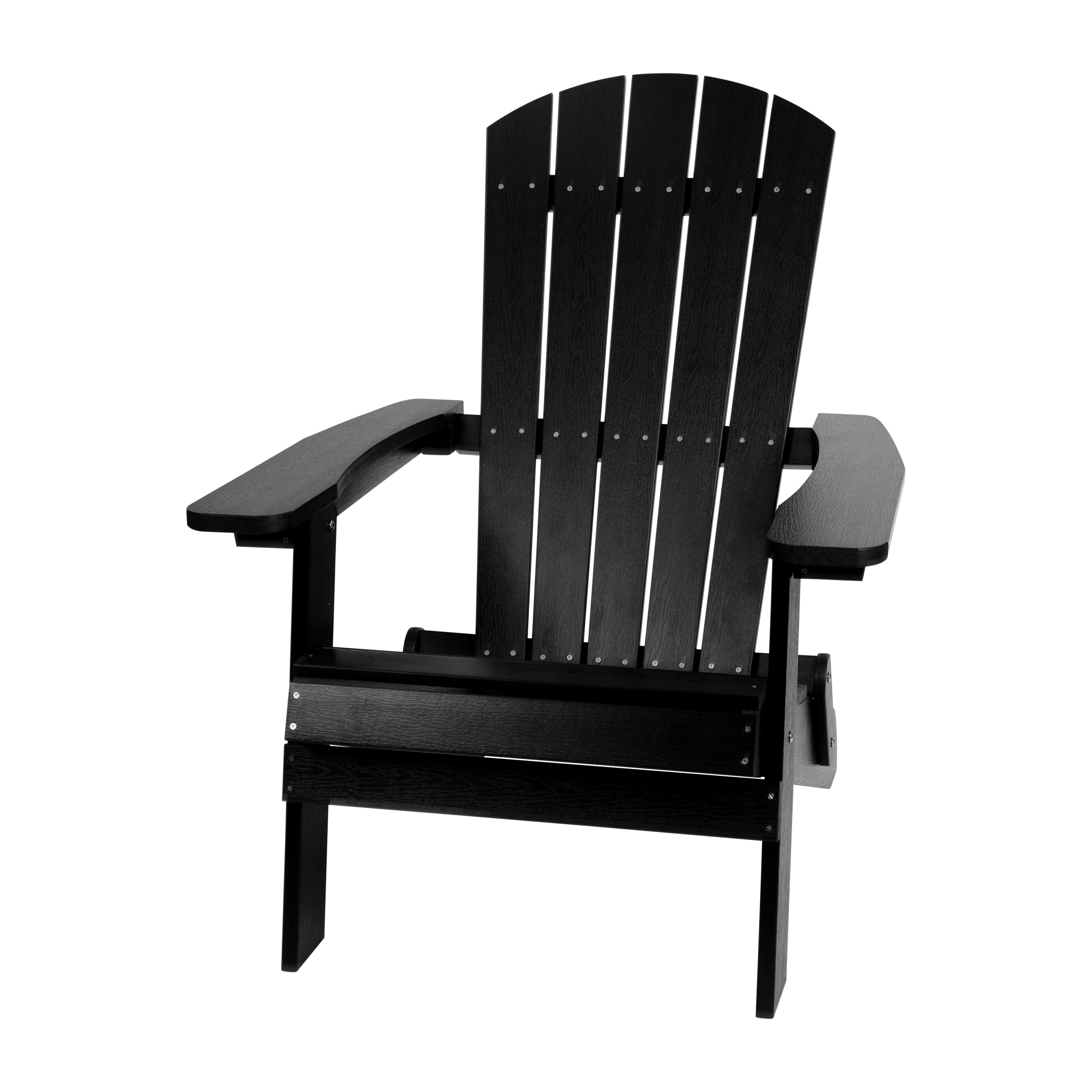 Taylor & Logan 196861089817 Charlestown Black Resin Frame Stationary Adirondack Chair with Solid Seat