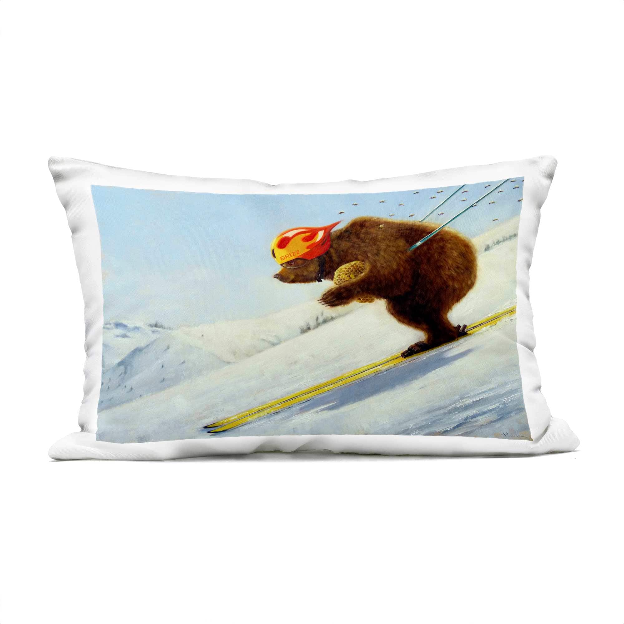 Stupell Industries -  The Heist Skiing Bear Outdoor Printed Pillowdesign by Lucia Heffernan 14 x 20