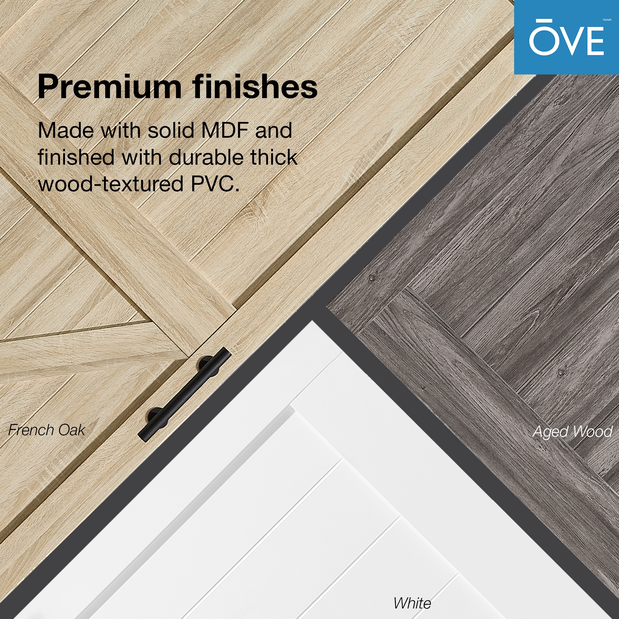 OVE Decors 36-in x 84-in French Oak MDF Single Barn Door (Hardware ...