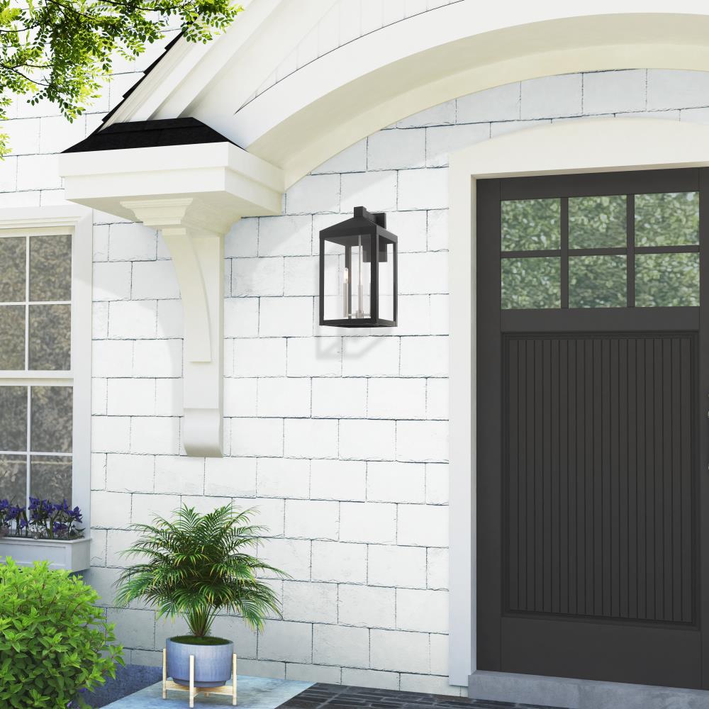 Scandinavian Gray Nickel 3-Light Outdoor Wall Lantern Sconce