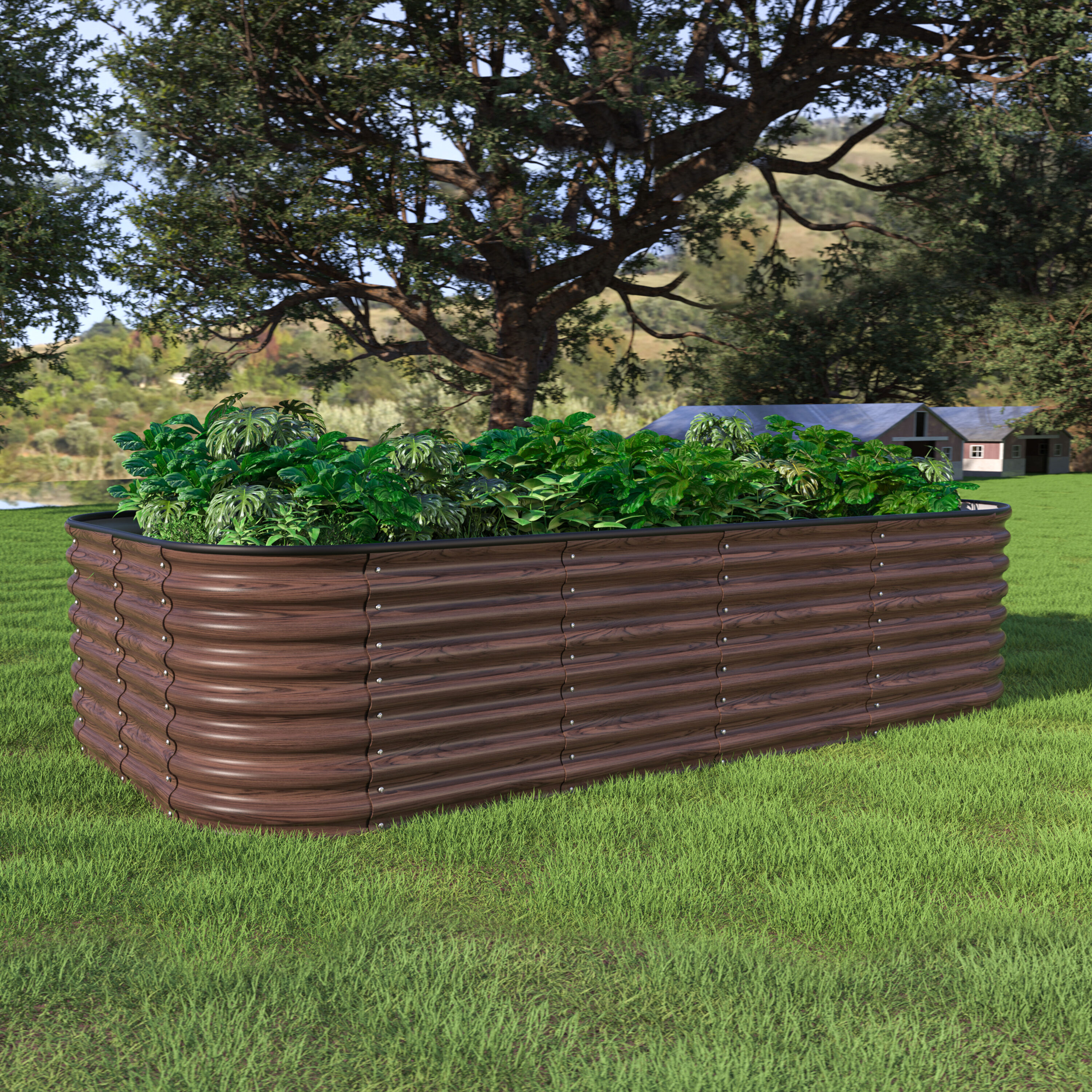 VEIKOUS PG0102-06CW-8 64-cu ft 48-in W x 96-in L x 24-in H Brown Metal Raised Garden Bed