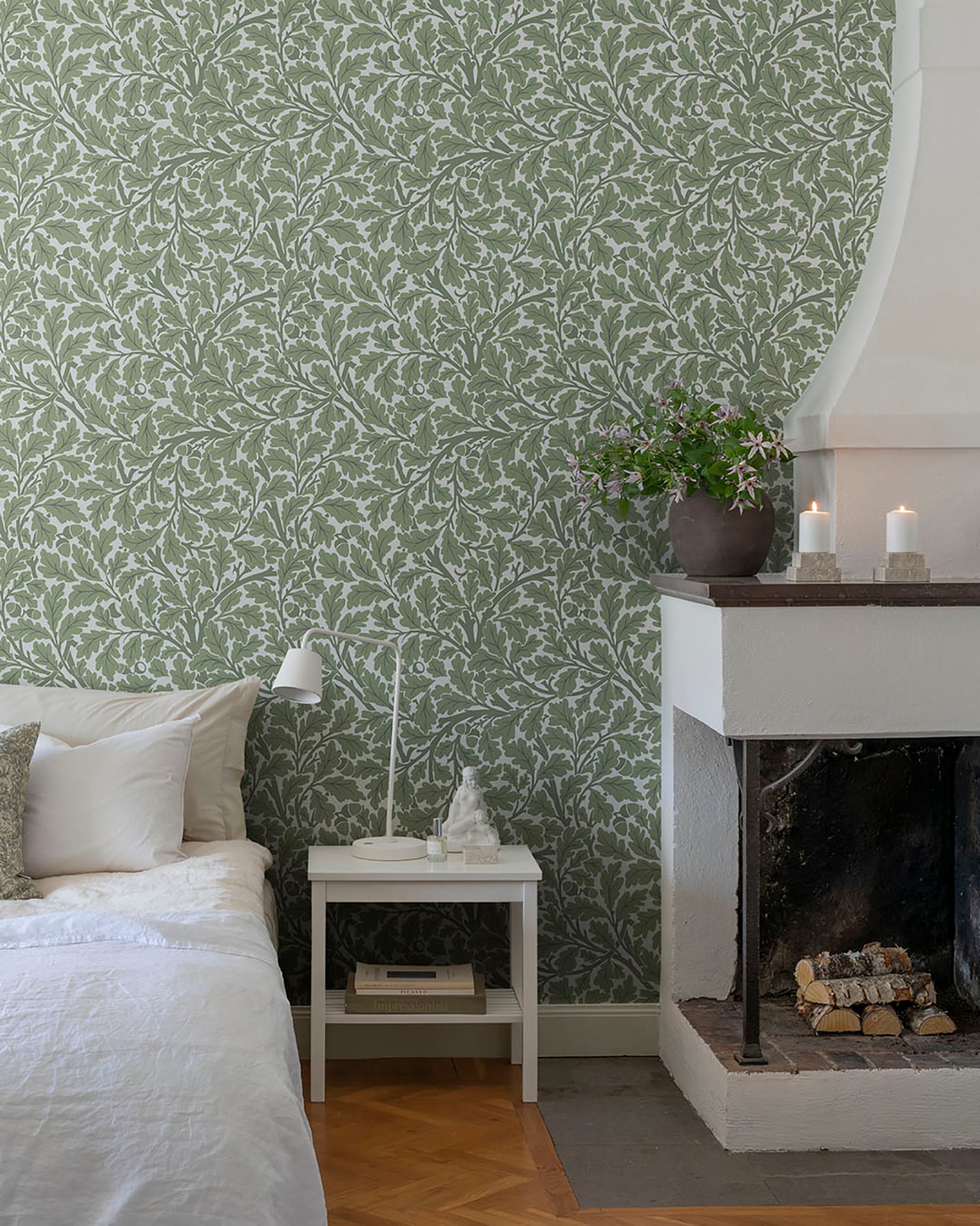 Green Oak Tree Leaf Non-Pasted Washable Wallpaper
