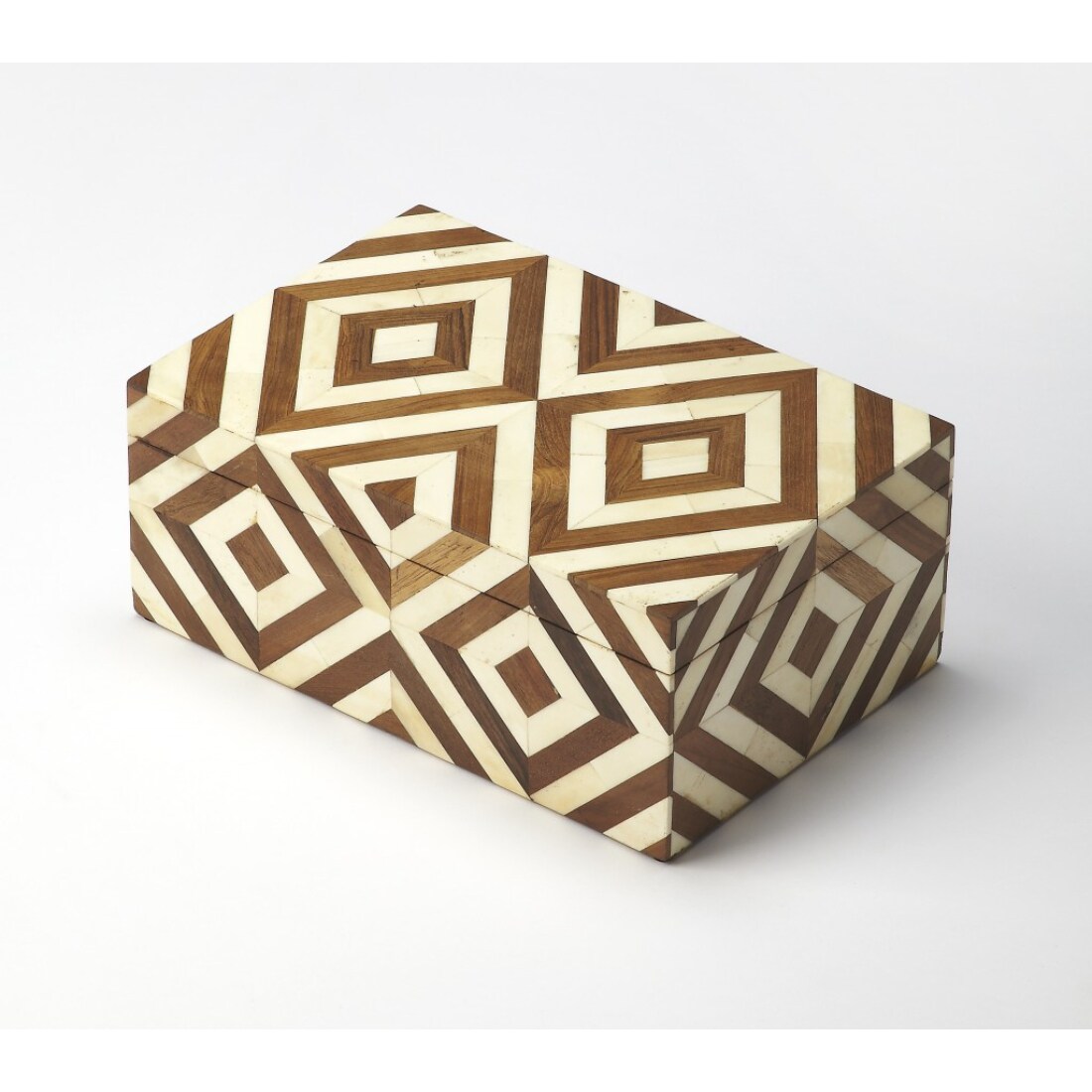 HomeRoots 4000389461 Wood and Bone Inlay Storage Box