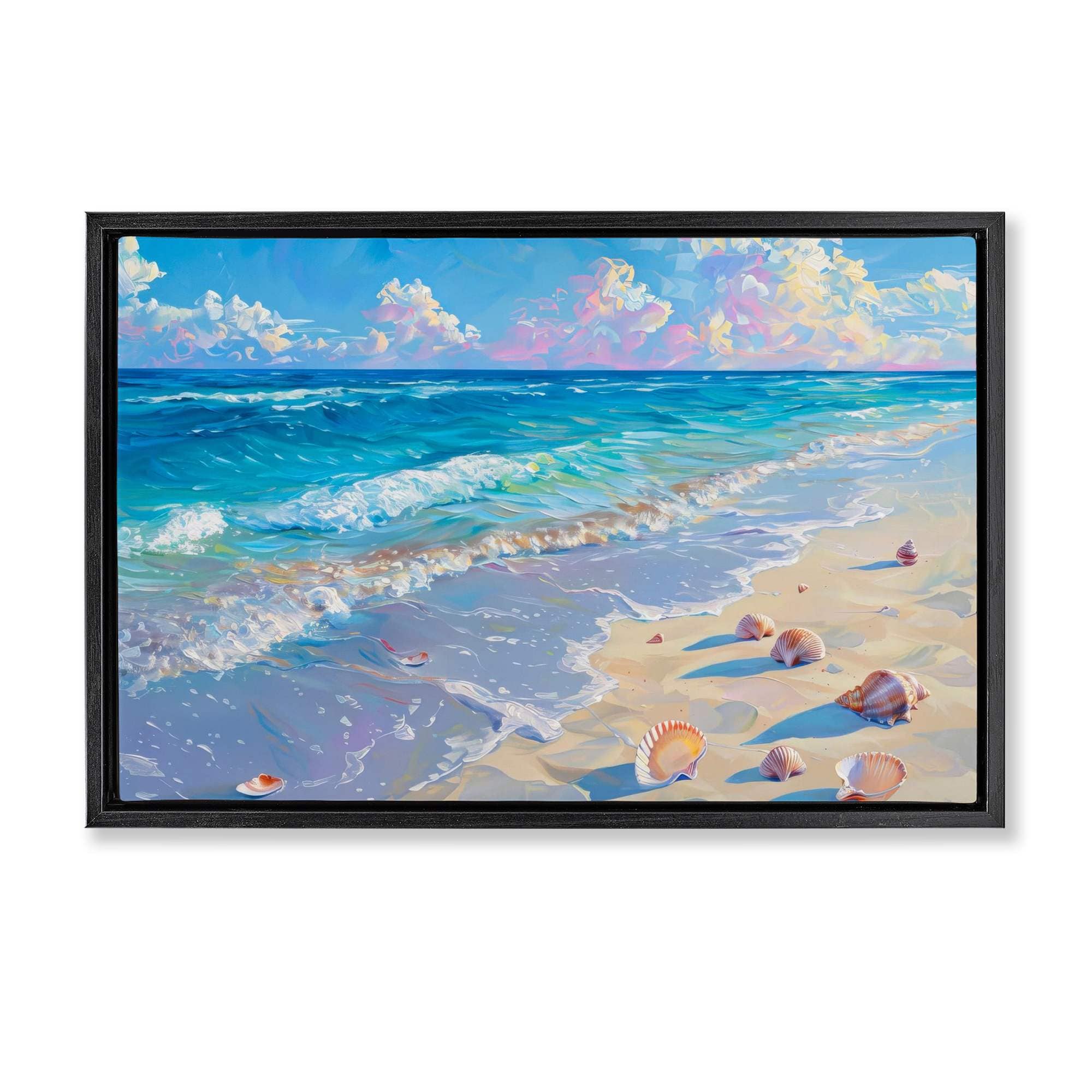 Stupell Industries BT-728-FFB-20X30 Seashells Along Sea Shore Floating Frame design by LSR Design Studio
