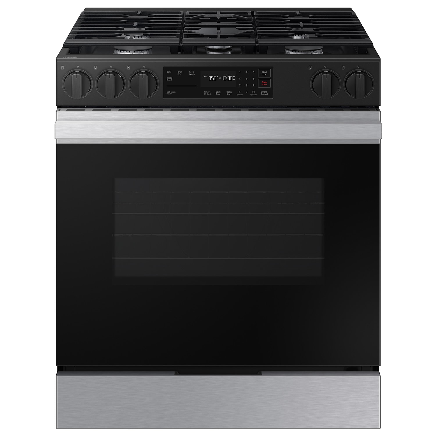 Samsung Bespoke 30-in 5 Burners 6-cu ft Self-cleaning Slide-in Smart Natural Gas Range (Stainless Steel)