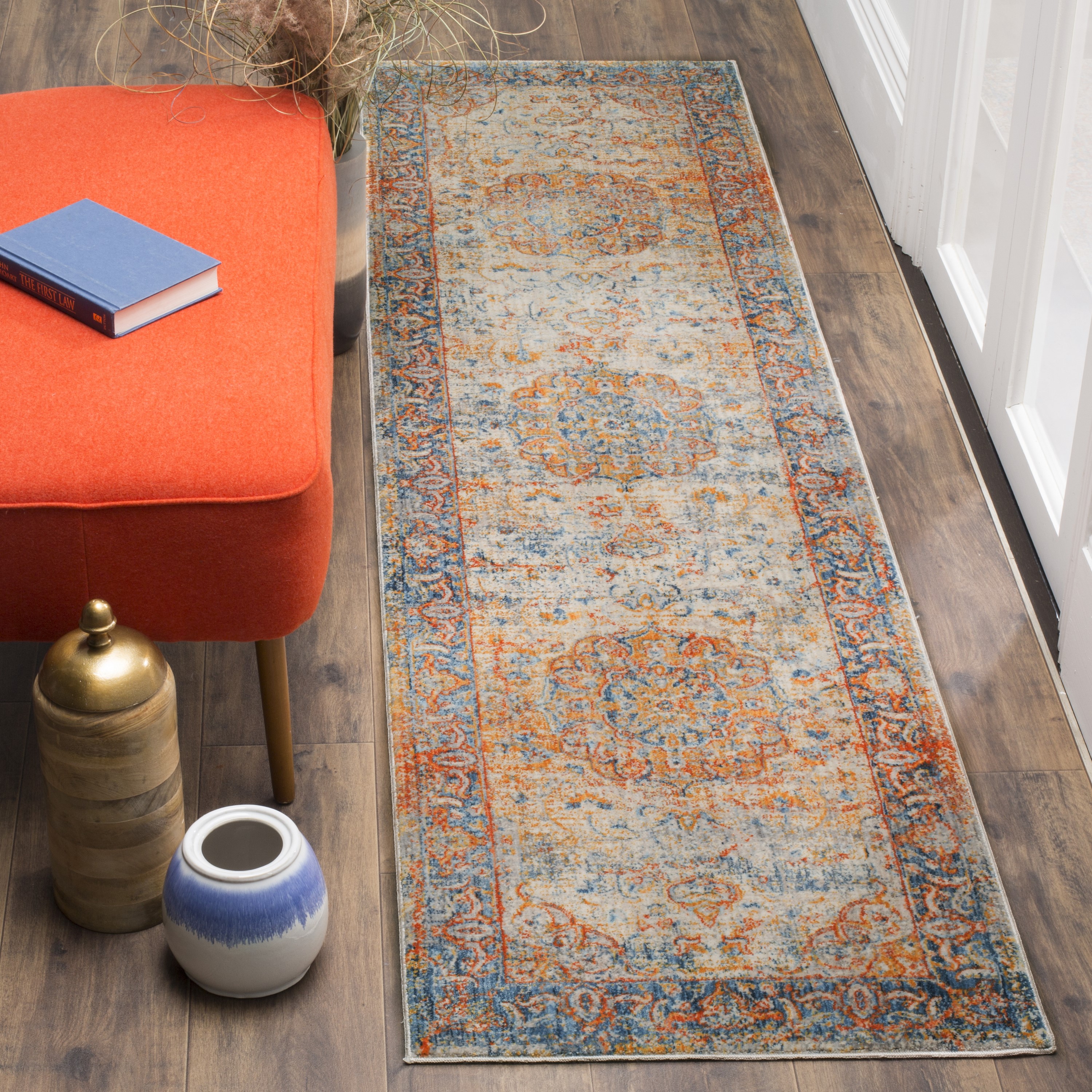 Safavieh VTP435B-210 Vintage Persian Pasha 2 x 10 (ft) Loomed Polyester Blue/Multi Rectangular Indoor Distressed/Overdyed Vintage Runner rug