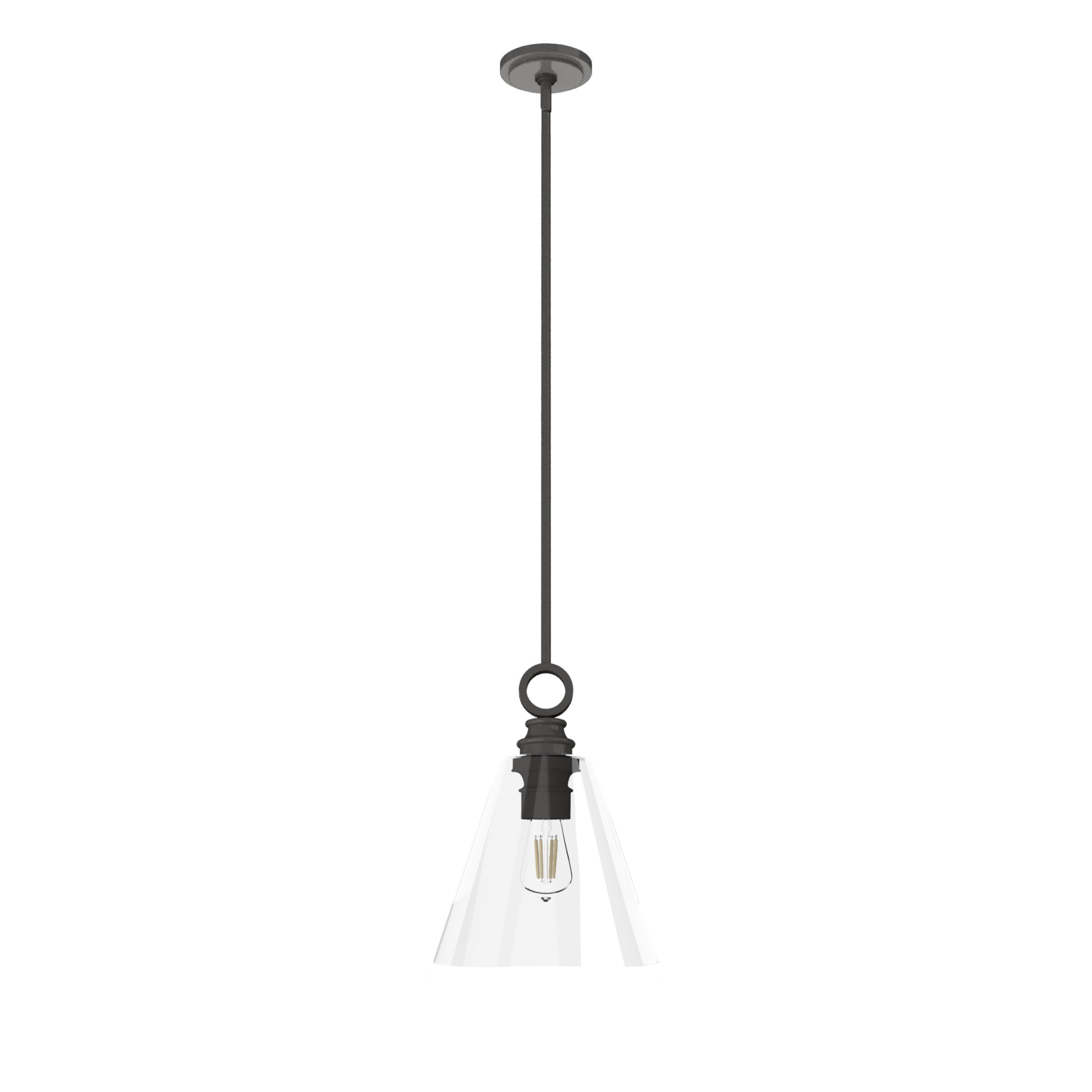 Hunter 19439 Klein 1 -Light Noble Bronze Modern/contemporary Clear glass Cone Medium Hanging Pendant light