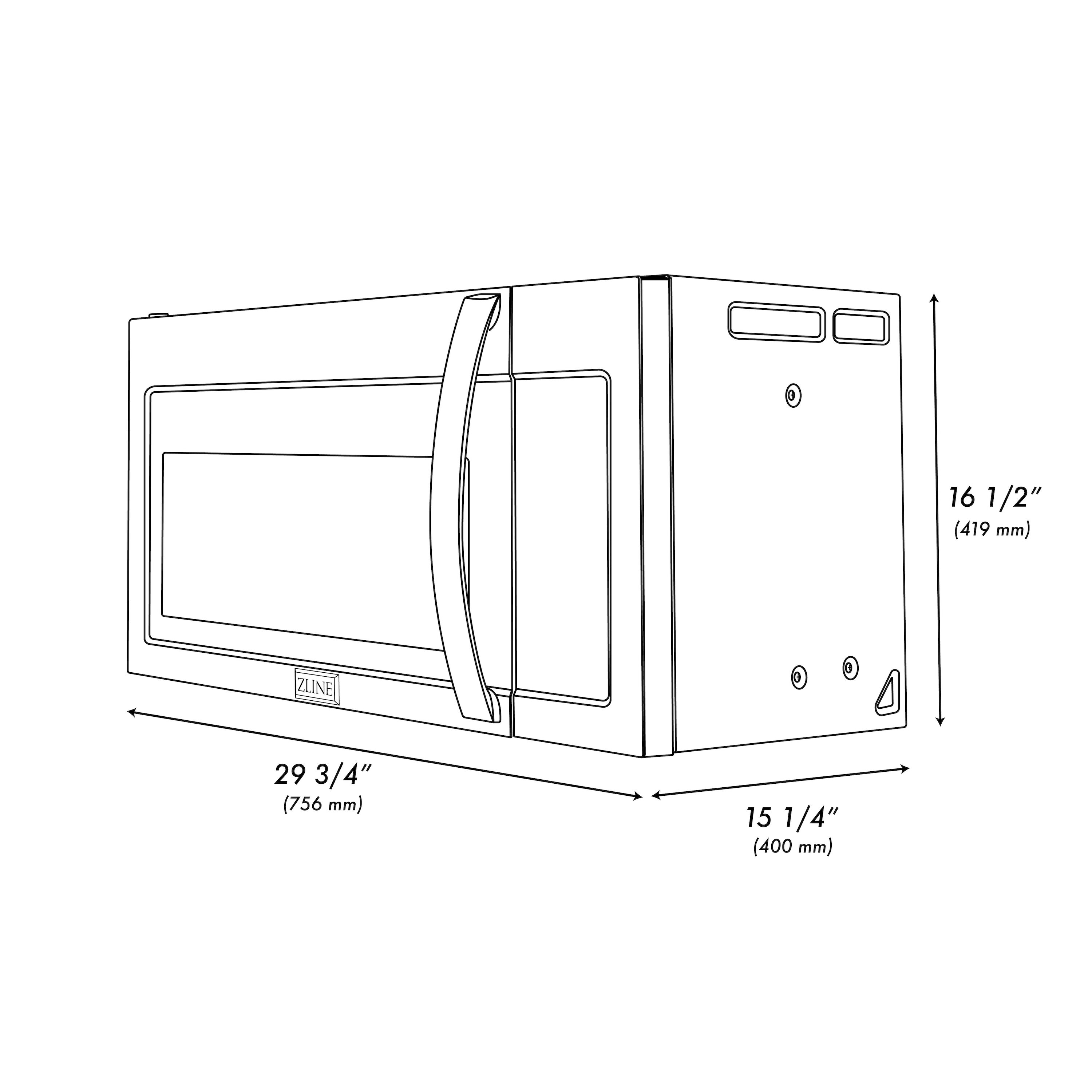 ZLINE 30 1.5 Cu. ft. Over The Range Microwave in Fingerprint Resistant Stainless Steel with Traditional Handle and Set of 2 Charcoal Filters (MWO