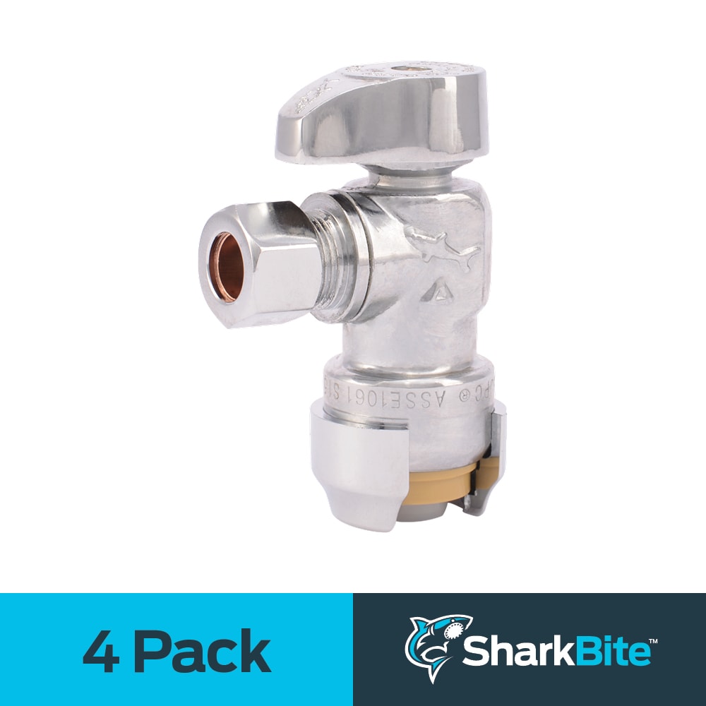 SharkBite 1/2-in Push-to-connect x 3/8-in Od Compression Brass Quarter Turn  Stop Angle Valve 4-Pack in the Shut-Off Valves department at