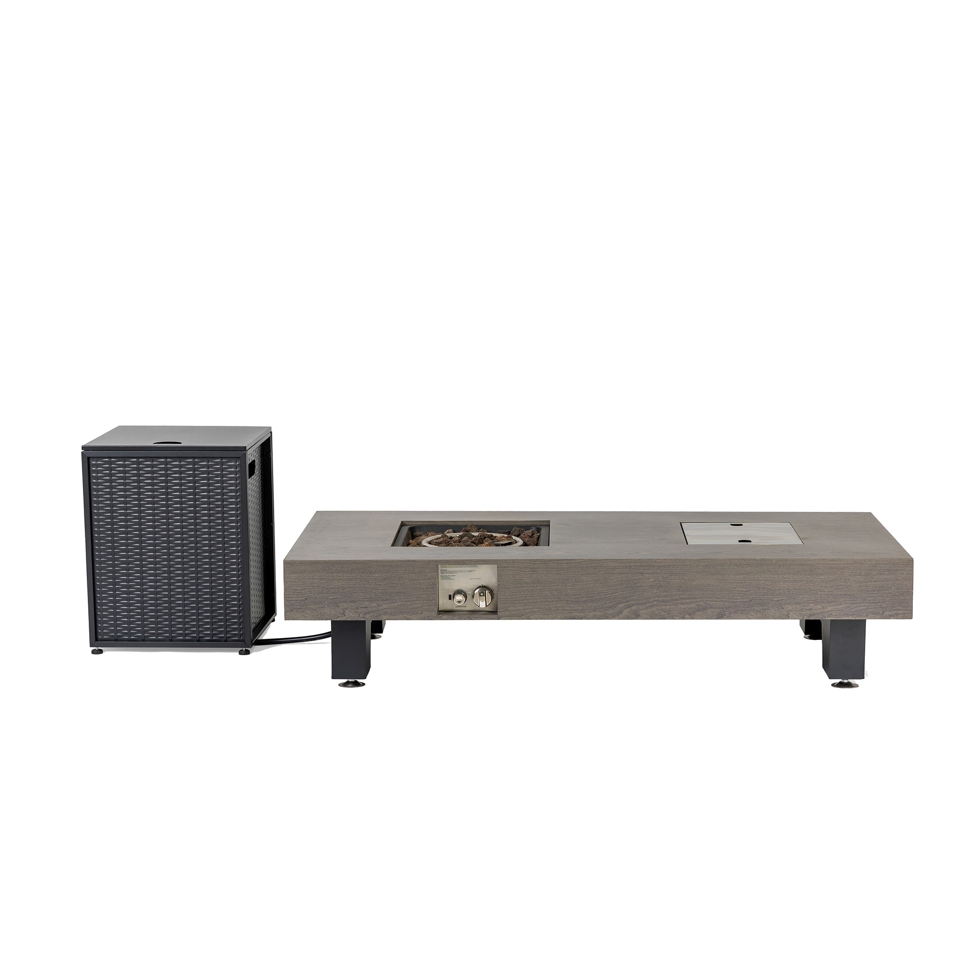 SINOFURN SYA38031BL 53.5-in W Dark Brown Iron Rectangle Liquid propane Fire pit table