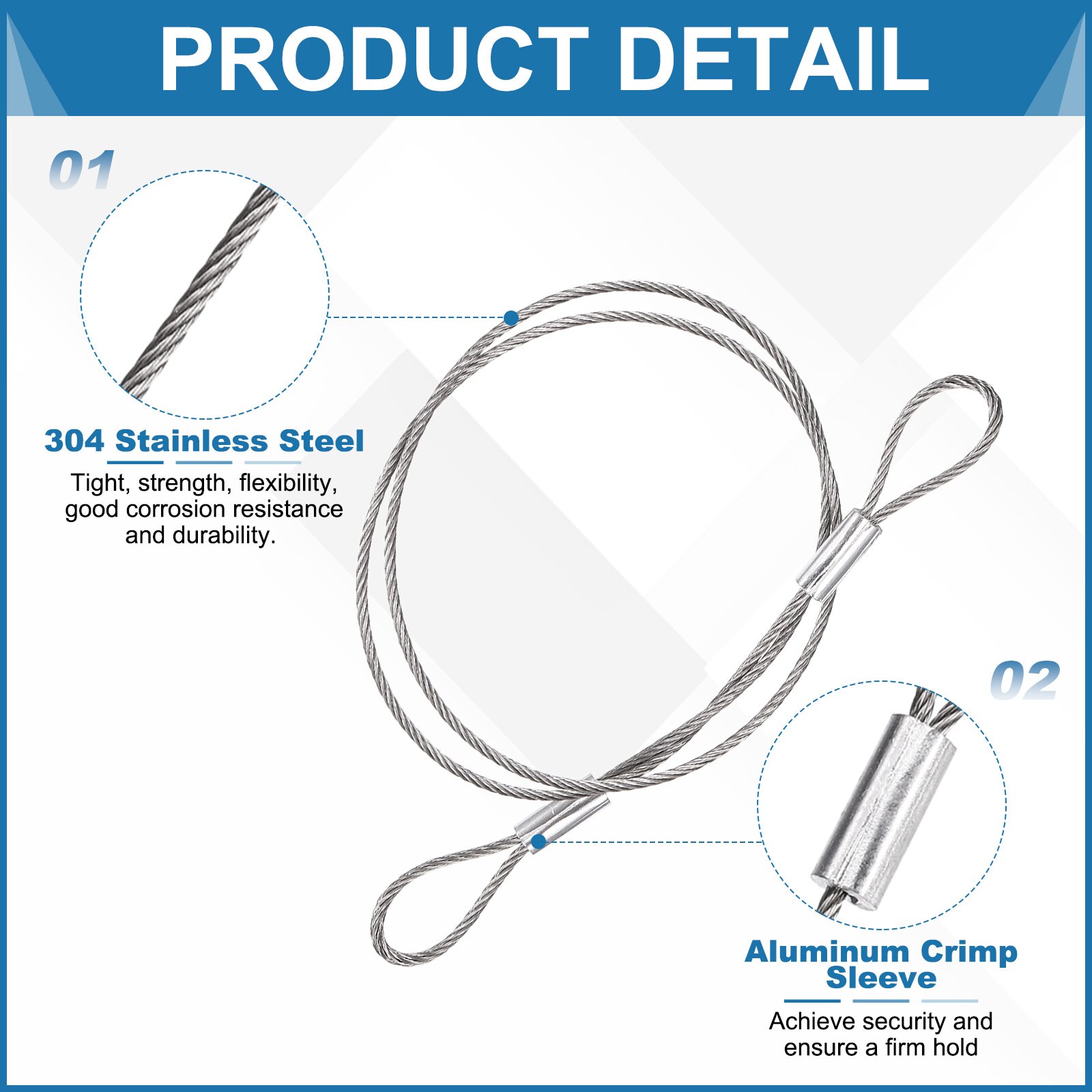 PATIKIL 1mmD x 16inL Outdoor Travel Security Cable 5pcs 304 Stainless ...