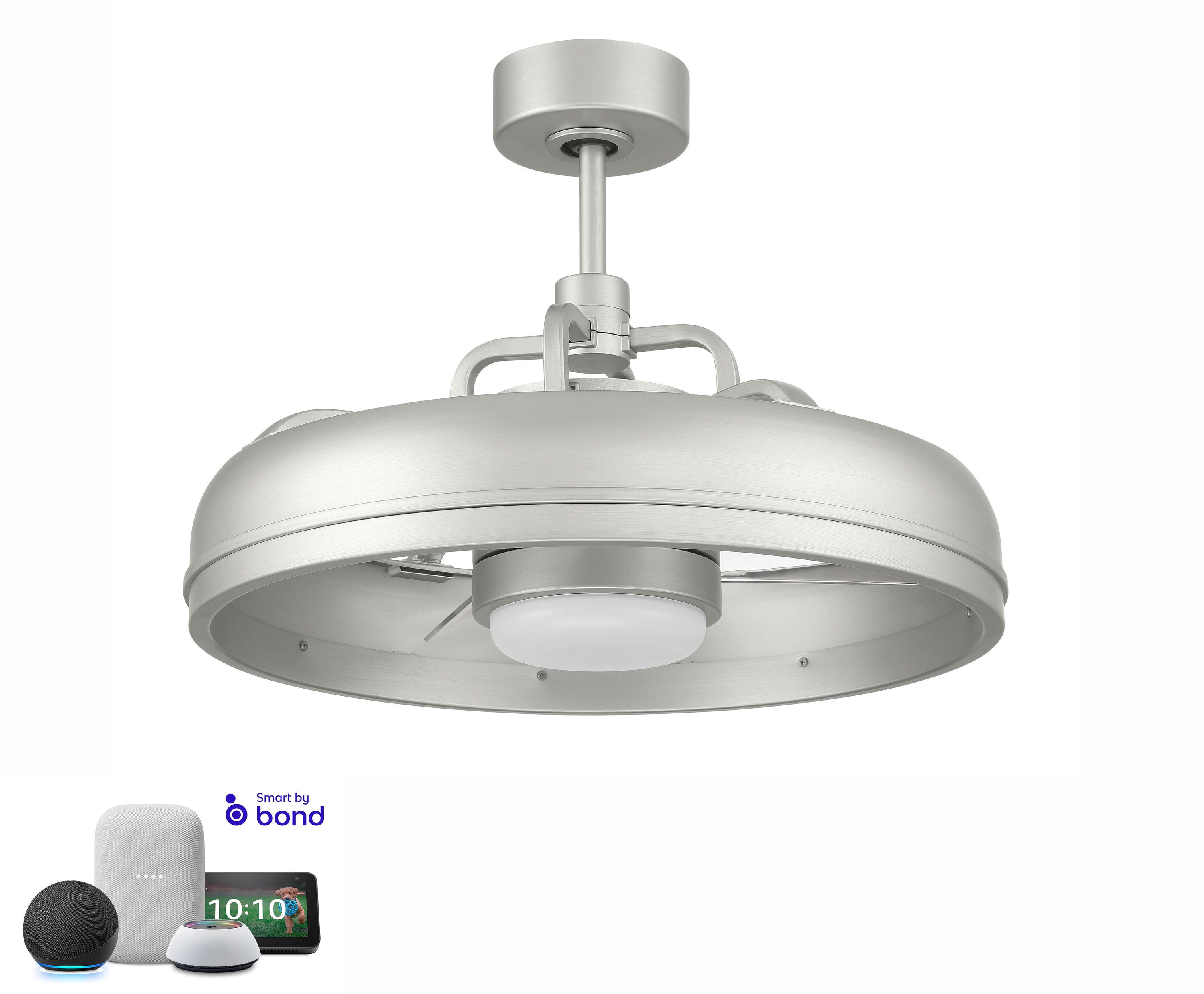 Craftmade TYL24PN3 Taylor 24-in Integrated LED Outdoor Smart Painted Nickel with Clear Acrylic Blades Fandelier Ceiling Fan With Light - Remote Included ( 3 -Blade )