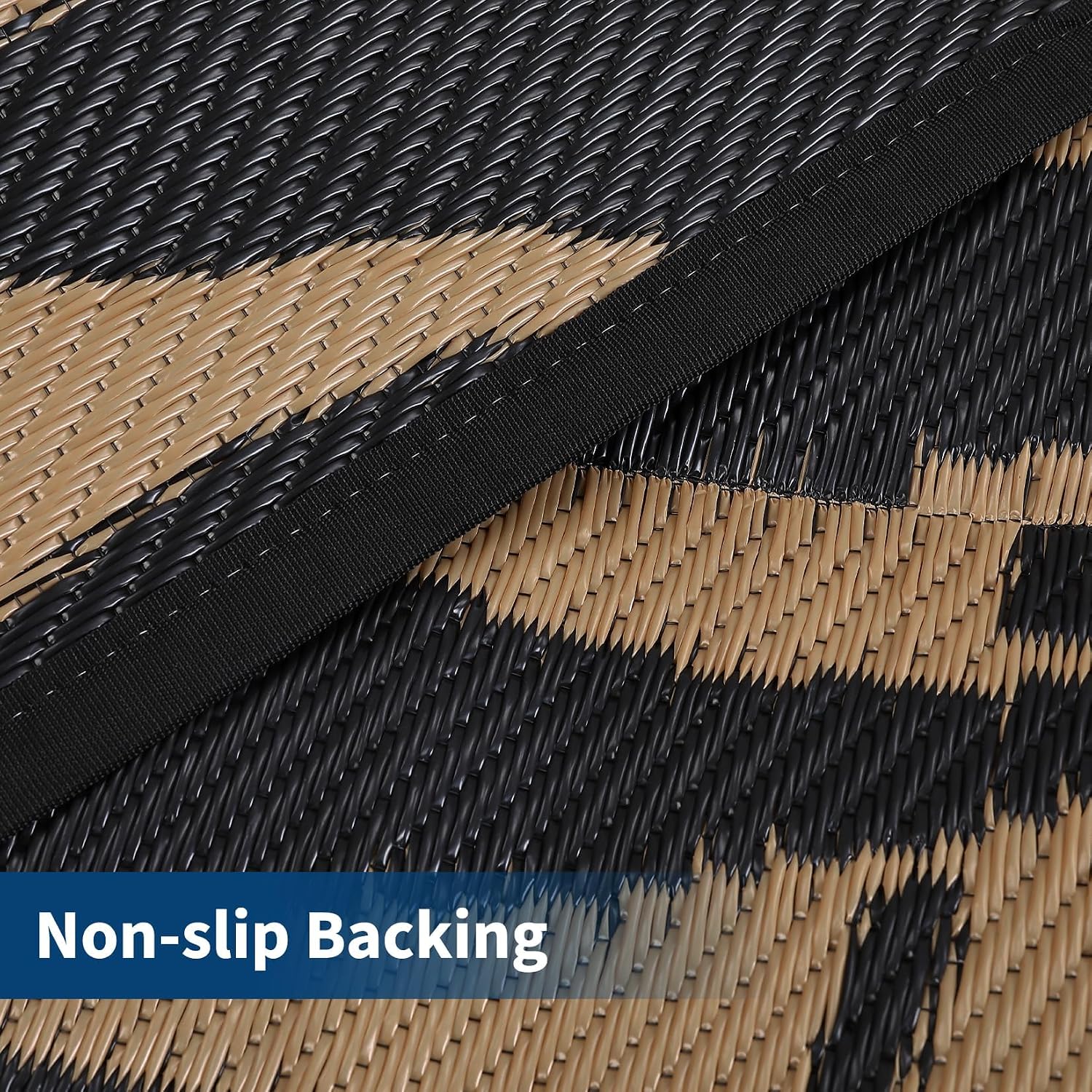 Aoile 9Ft x18Ft Plastic Straw Outdoor Rug Waterproof UV Resistant Easy ...