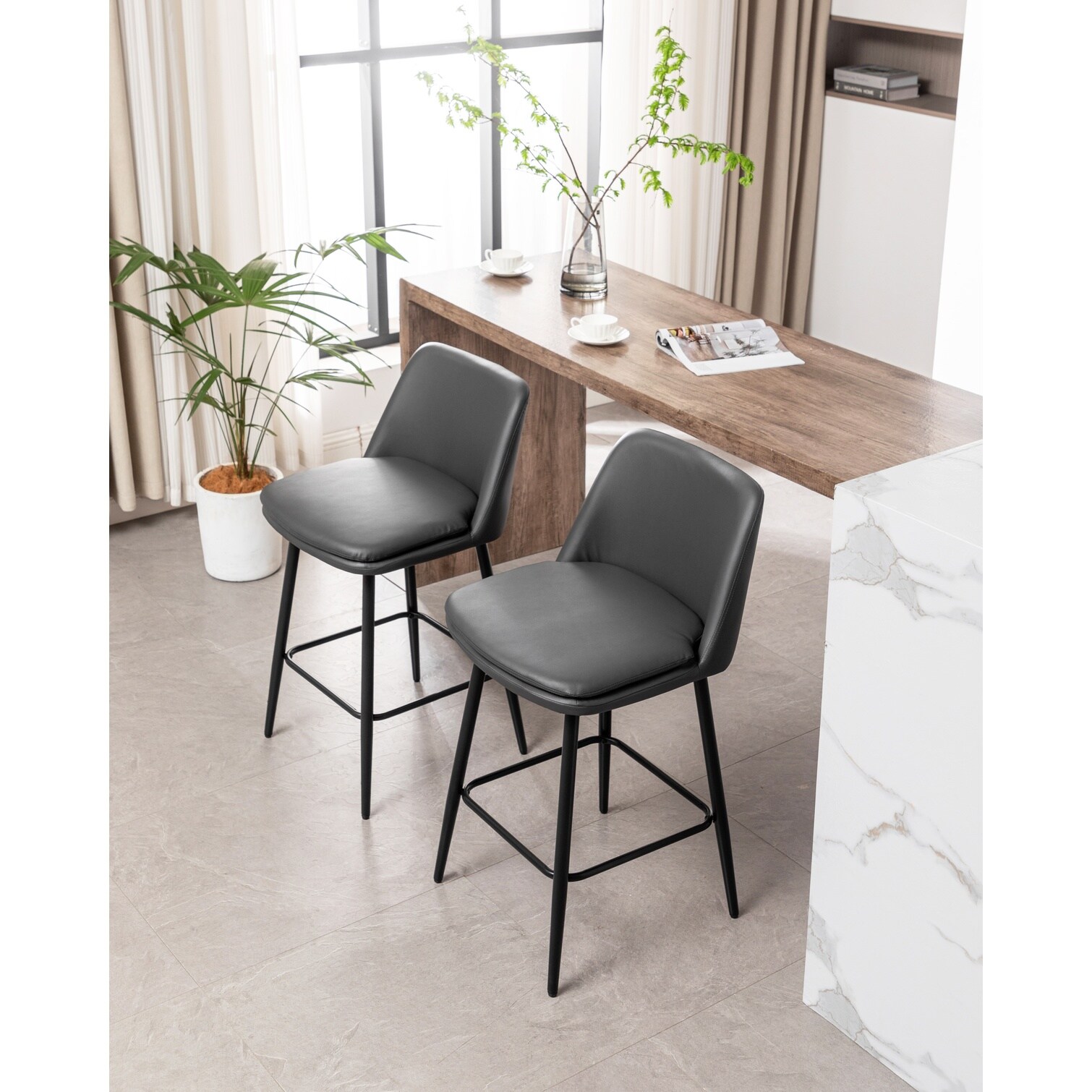 chillscreamni Dark Grey 19.7 x 21.3 x 35.8 in Counter Stool with Swivel ...
