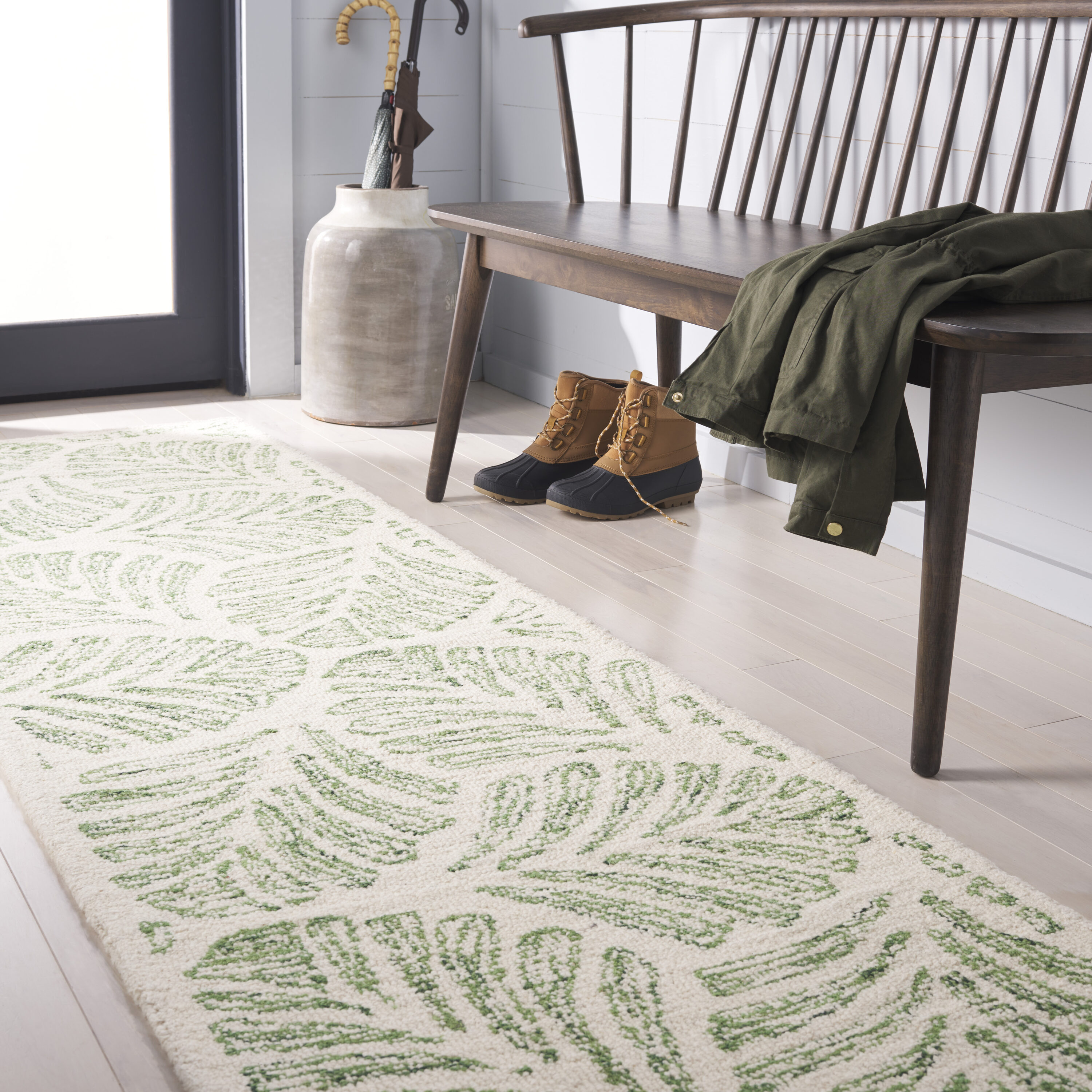  Msr Jardin Ivory/Green Contemporary 2ft-3in x 8ft Runner Rug