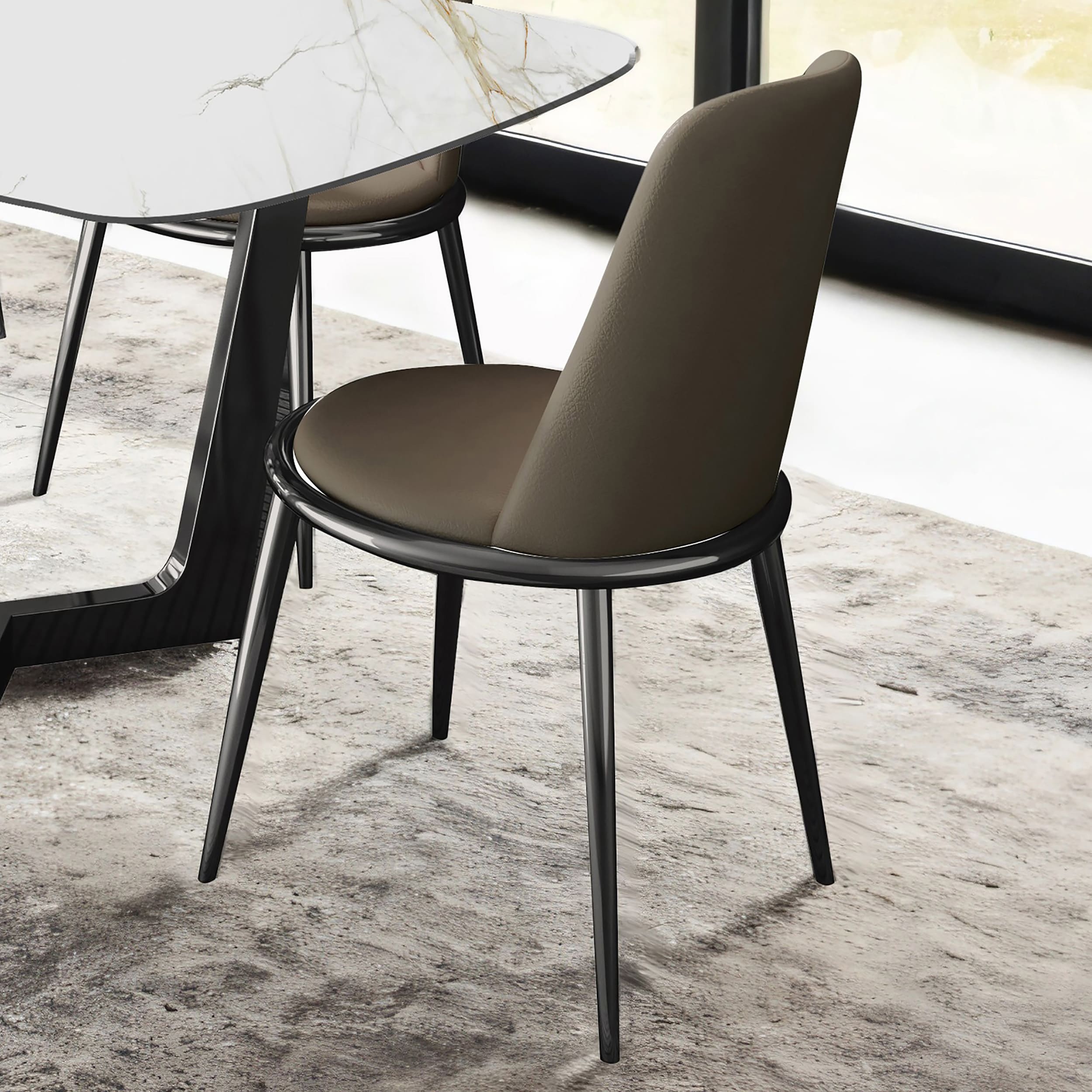Furniture of America IDF-3701SV-SC Set of 2 Riven Contemporary/Modern Upholstered Dining Side Chair (Metal Frame)