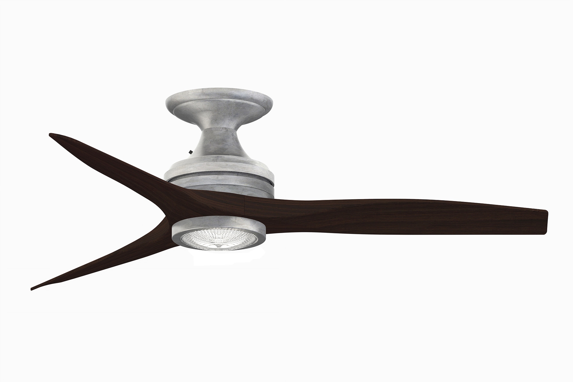 Fanimation FP6721BGZ-48DWA-LK-F Spitfire 48-in Integrated LED Outdoor Flush Mount Galvanized with Dark Walnut Blades Propeller Ceiling Fan With Light and Remote ( 3 -Blade )