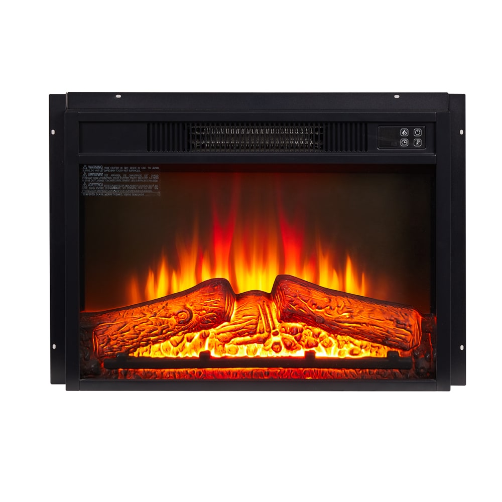 Boyel Living Electric Fireplace Insert 23-in 1400W 120V Equipped with remote control ultra thin heater with log set and realistic flame - BLACK