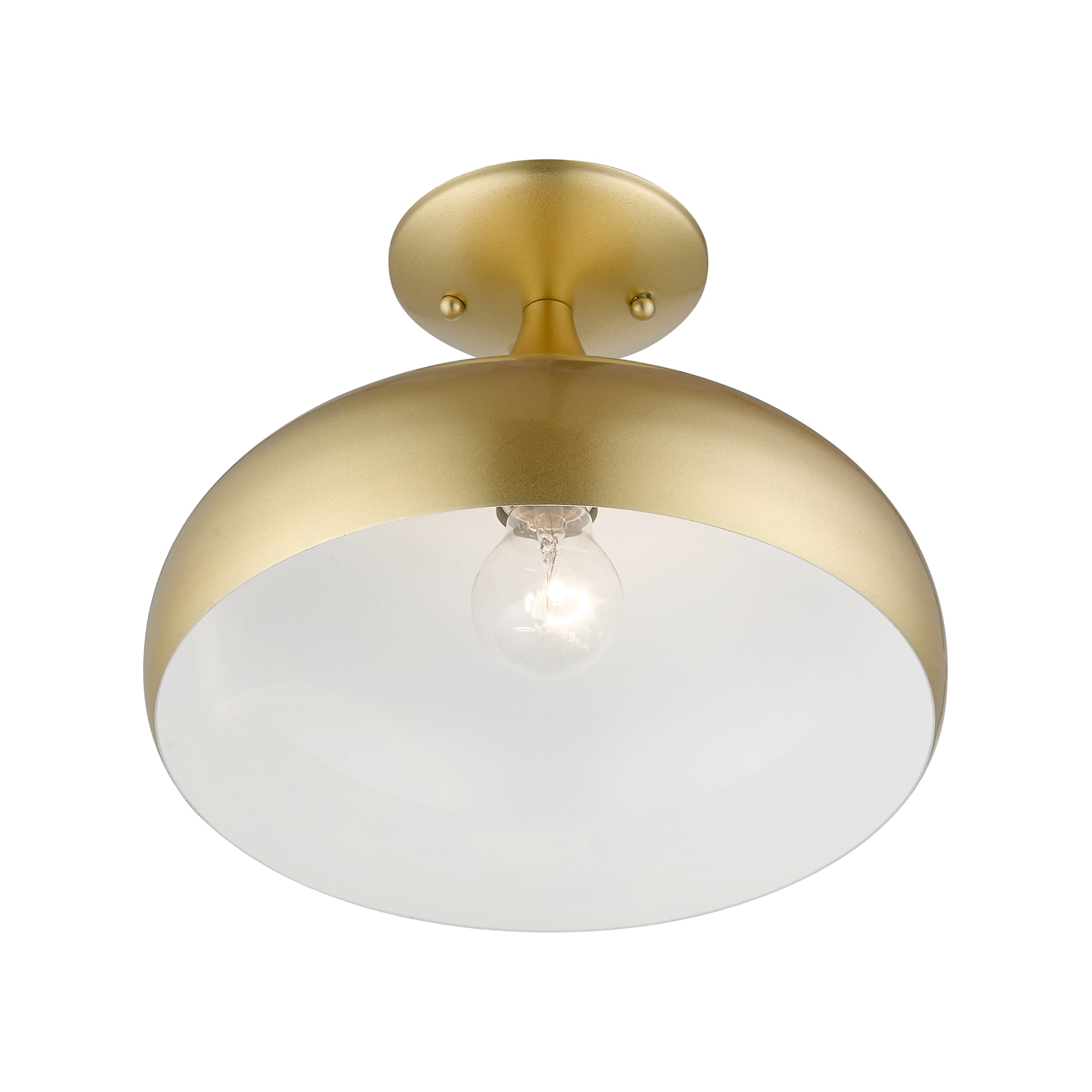 Amador Soft Gold Teardrop Flush Mount with Shiny White Interior