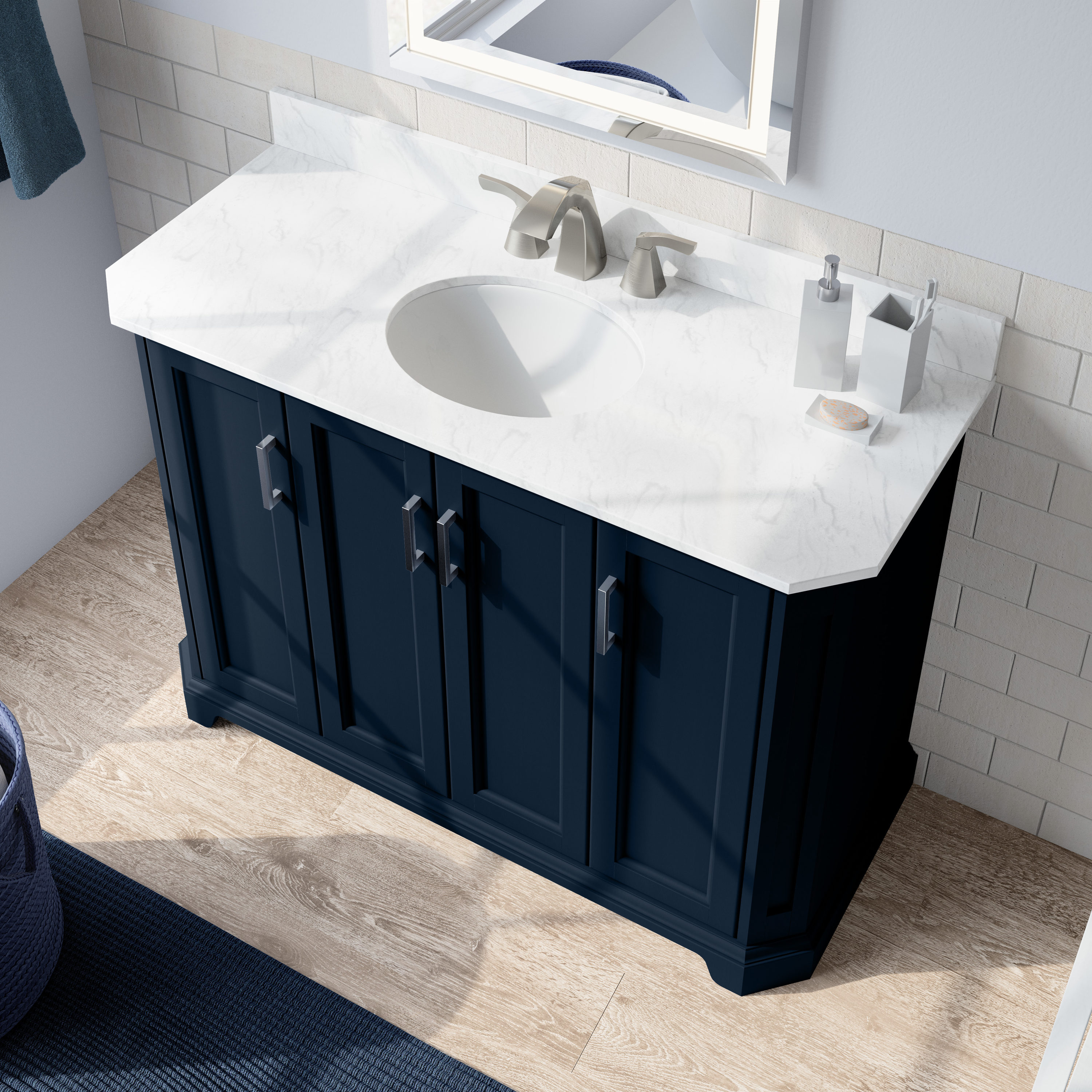 allen + roth Roseburg 48-in Navy Blue Undermount Single Sink Bathroom ...