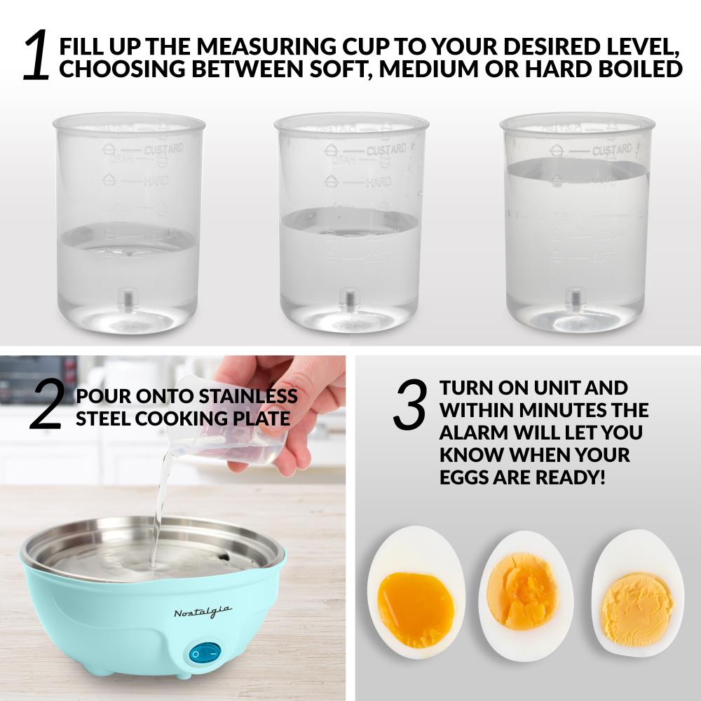 Nostalgia EC7AQ Premium 7-Egg Cooker, Aqua - One-Touch Cooking, 7-Egg  Capacity, Soft/Medium/Hard Boil Modes, Cool-Touch Handles - Blue in the Egg  Cookers department at