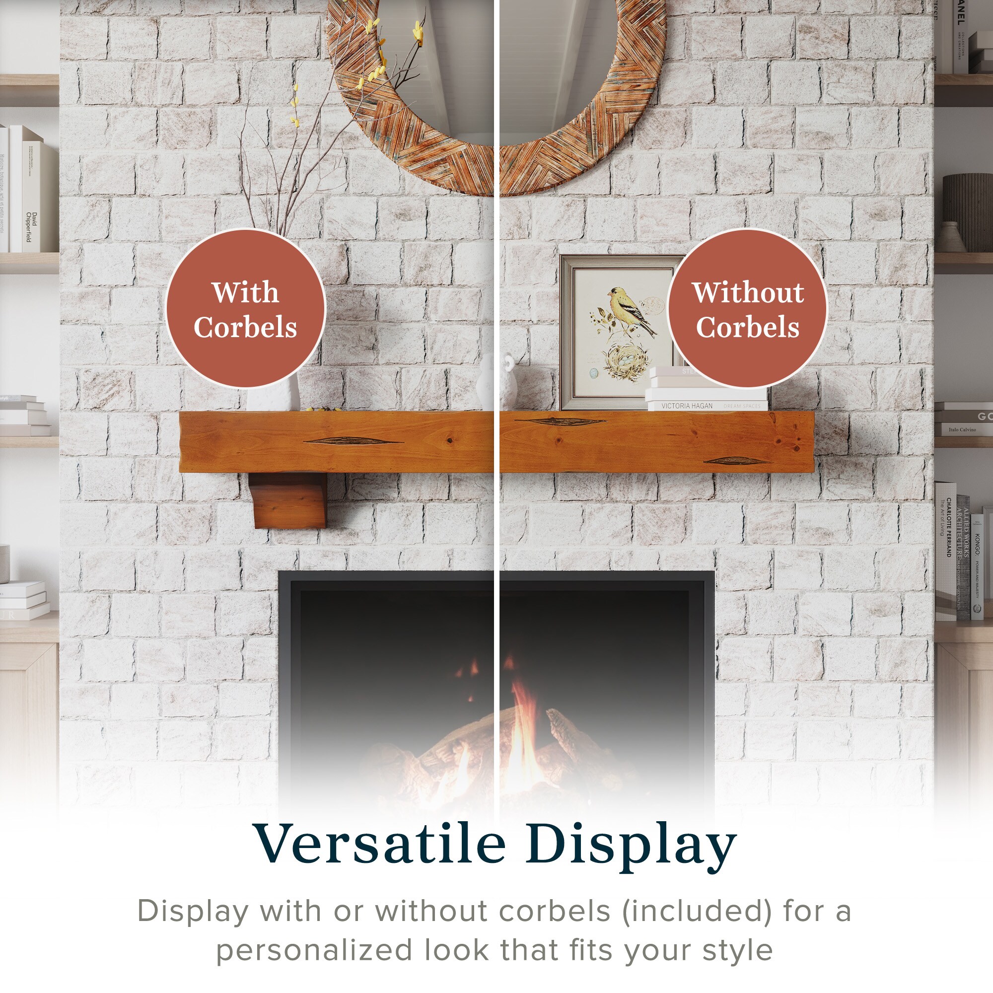 Mantels Direct NATURAL-60-CTRD Mantel-Shelves - View #4