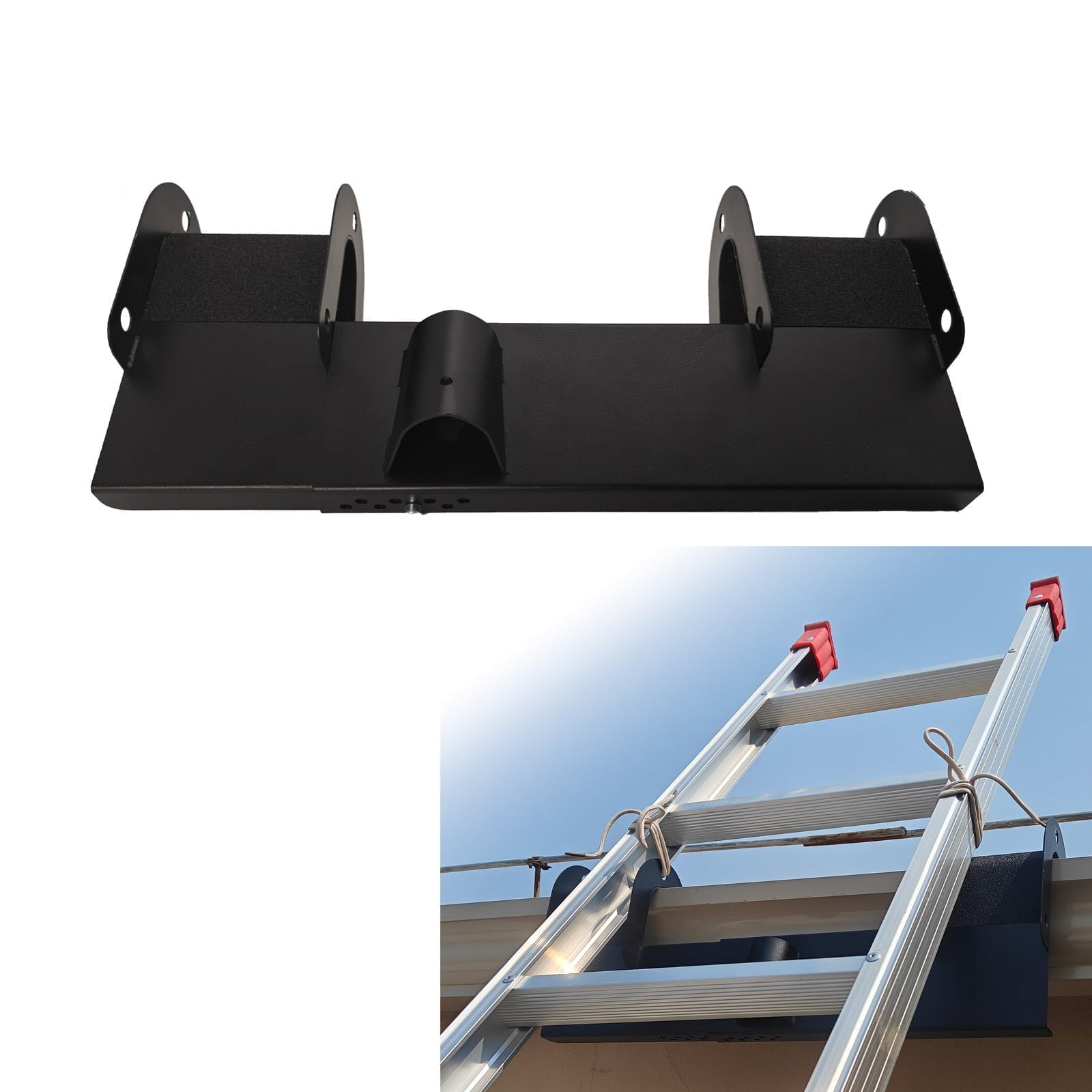 Phyfalip  Ladder Stabilizer Gutter Guard Adjustable Width Ladder Helper for Roof and Gutter Safety Black durable home and garden accessory