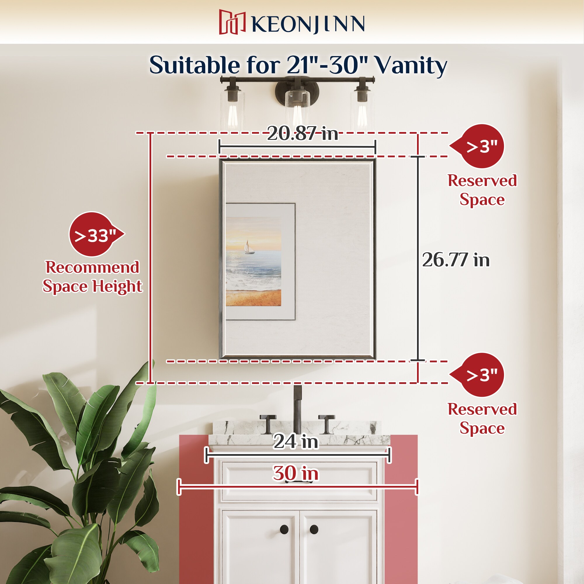 Keonjinn LW-JSKJG-FJ-5368BK Bathroom-Medicine-Cabinets - View #4