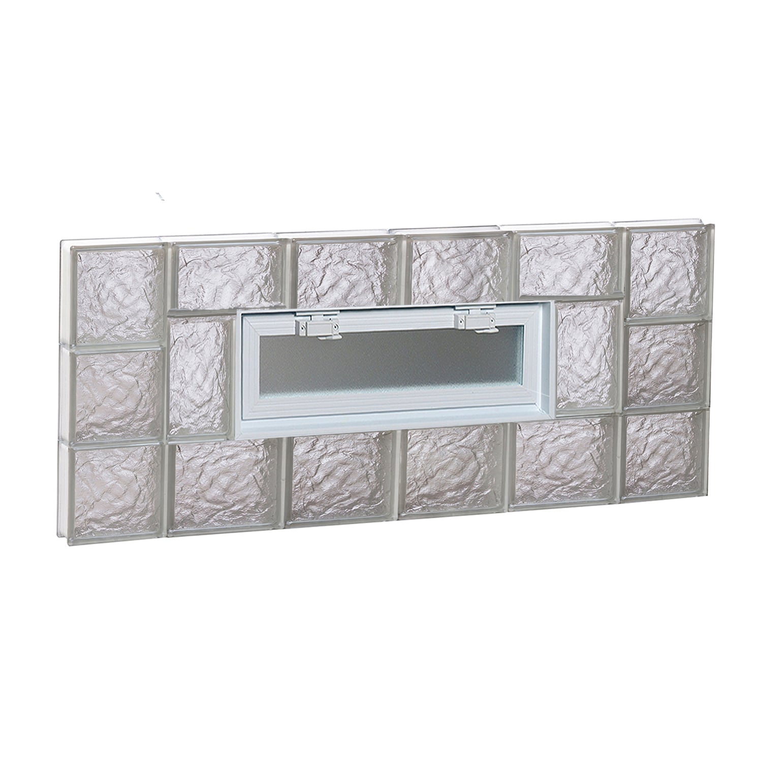 REDI2SET V4418IS Ice Glass 42-1/2-in x 17-1/4-in Frameless Replacement Vented Glass Block Window