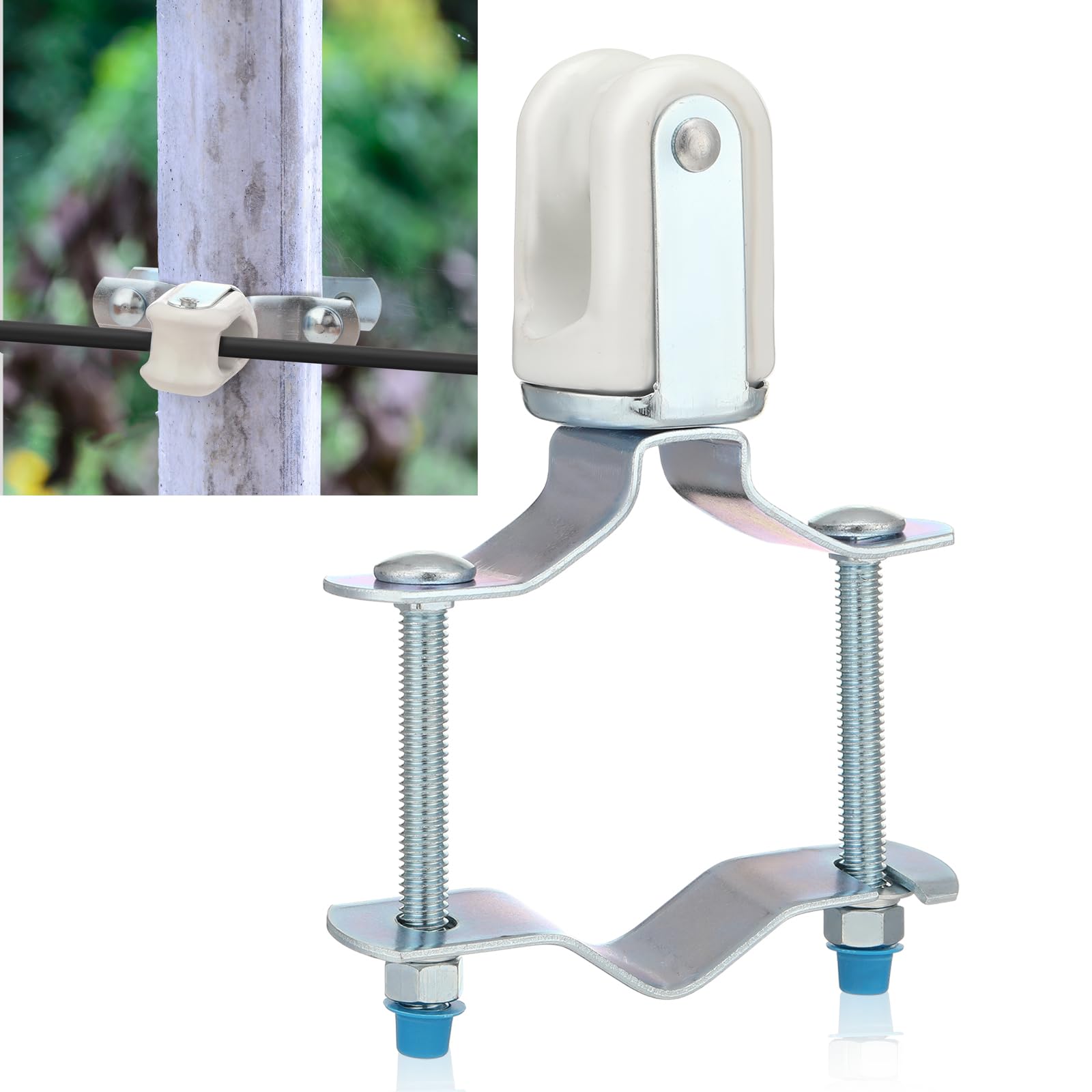 ITOPFOX  Heavy Duty Wire Holder Adjustable Porcelain Wire Holder One and One Quarter in to Three in Adjustable Bracket Steel Clamp Fits Around