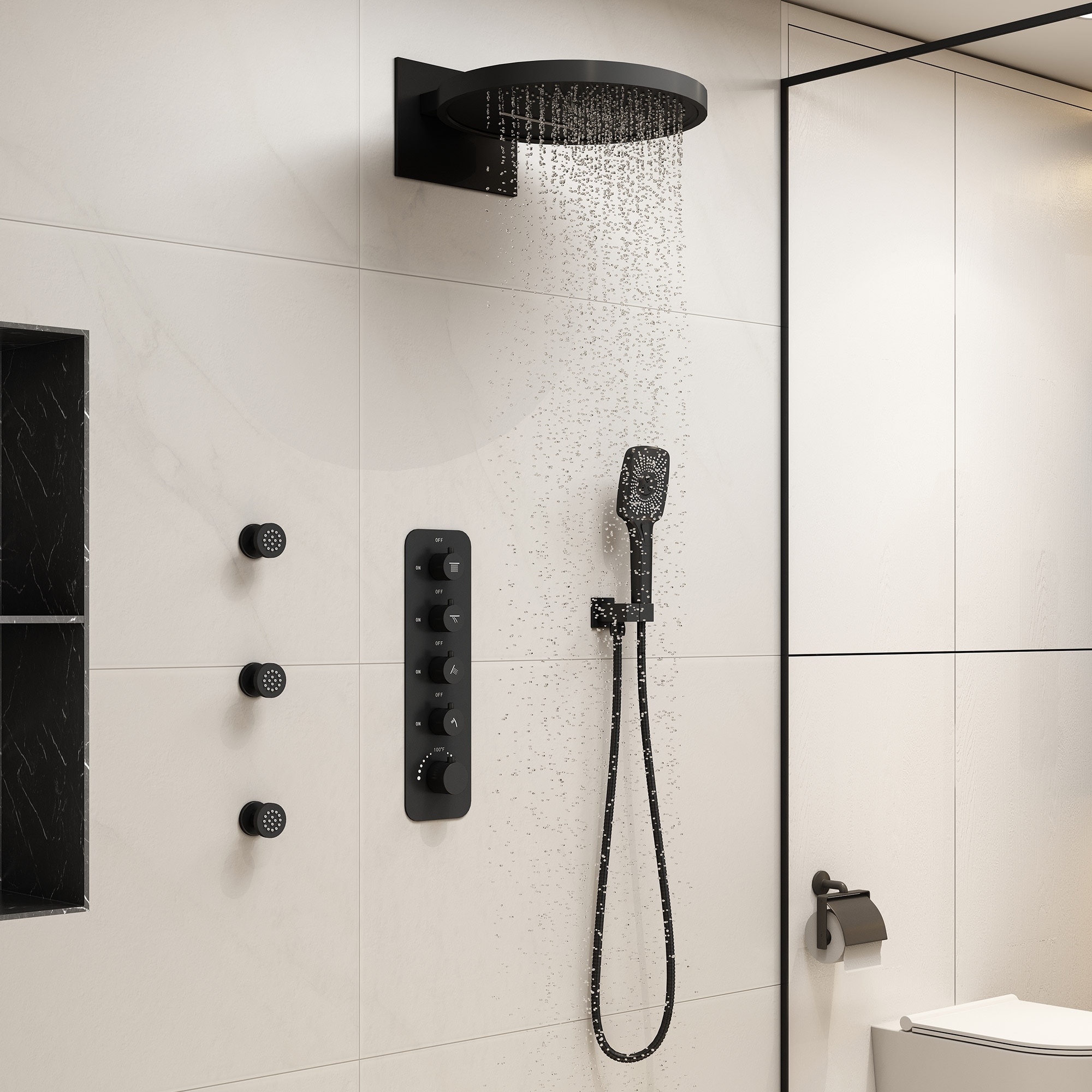CASAINC CA-A4361-MB Showerhead-Bar-Panels - View #3