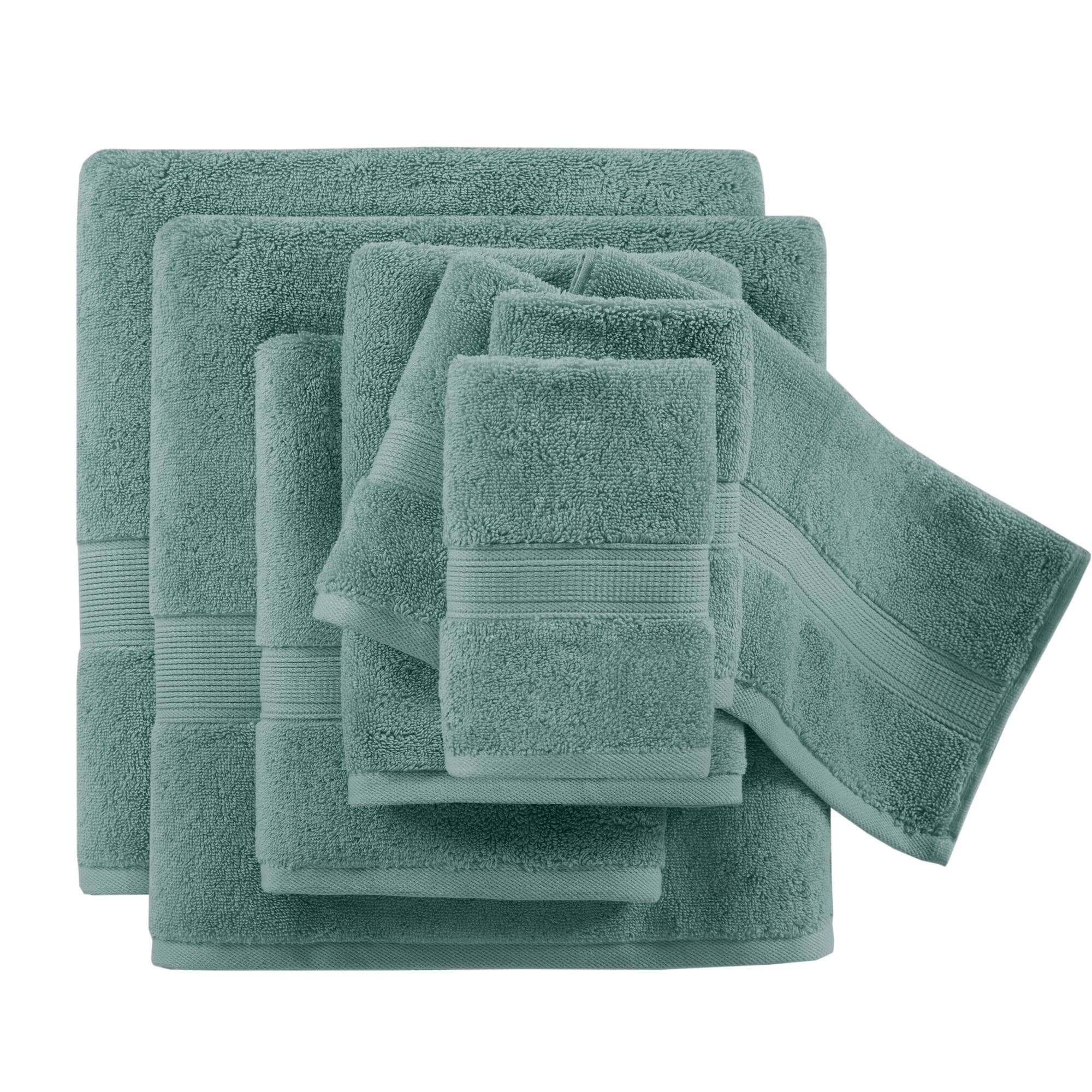 Madison Park Signature MPS73-194 8-Piece Dusty Green Cotton Quick Dry Bath Towel Set (800 GSM)