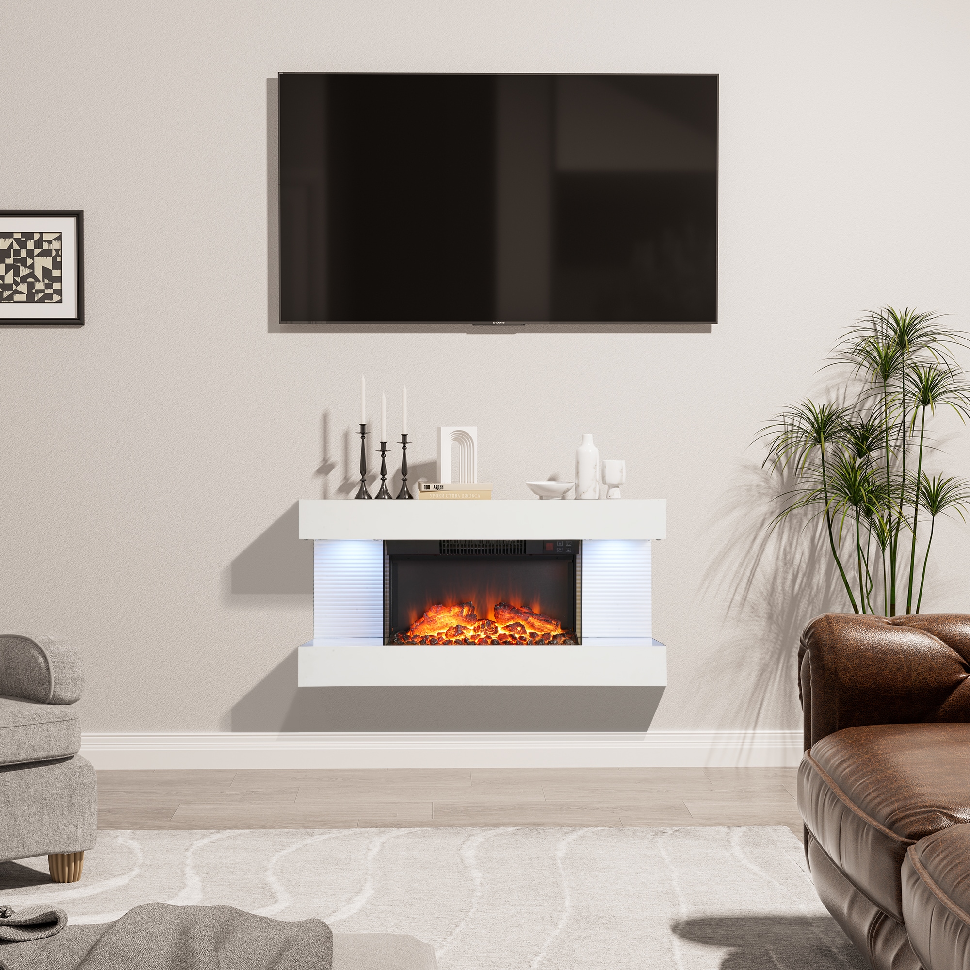 Clihome CL-TV01-WH Electric-Fireplaces - View #3