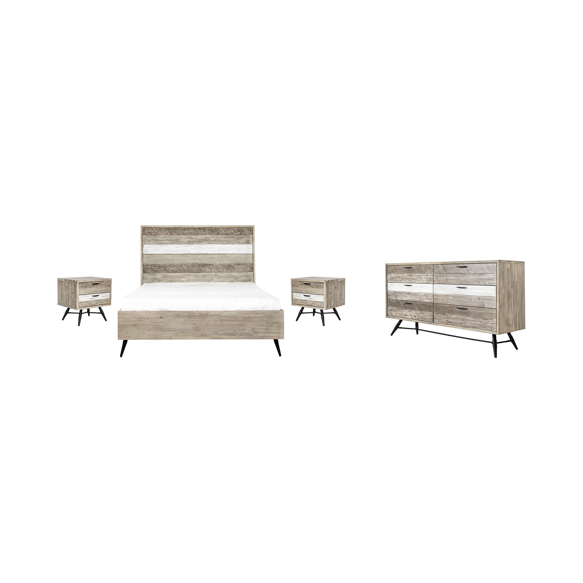 Armen Living SETBRBDQN4A Two Tone Gray Queen Bedroom Set