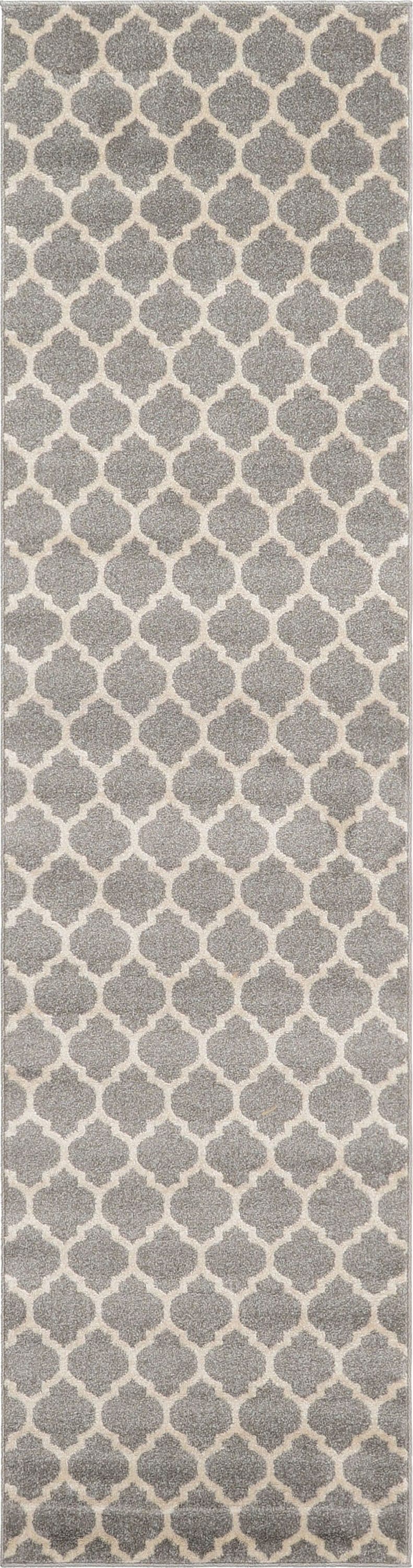 Unique Loom 3115918 Philadelphia Trellis 3 x 10 (ft) Loomed Polypropylene Gray/Beige Rectangular Indoor Geometric Industrial Runner rug