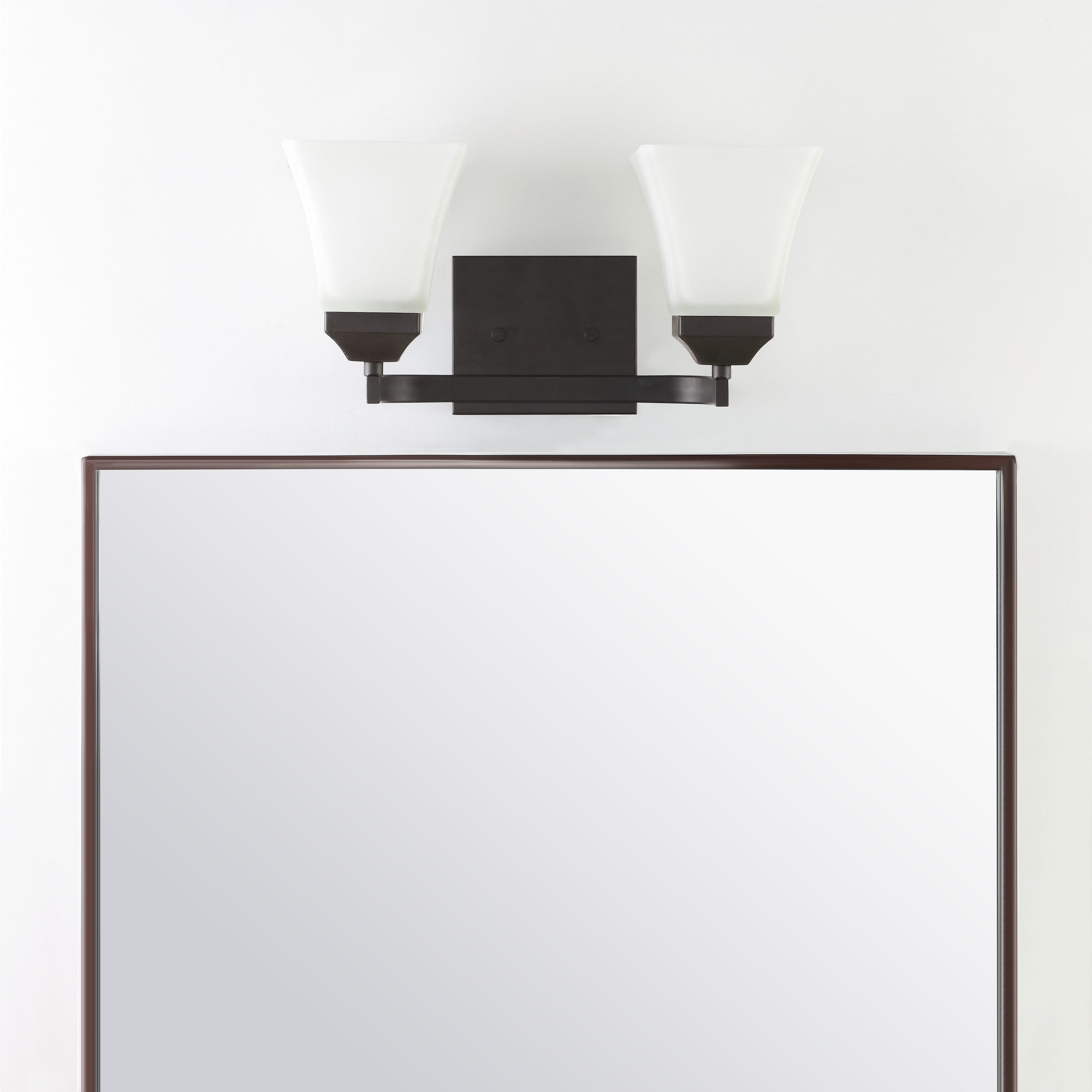 15" Black Iron and Frosted Glass Bathroom Vanity Light