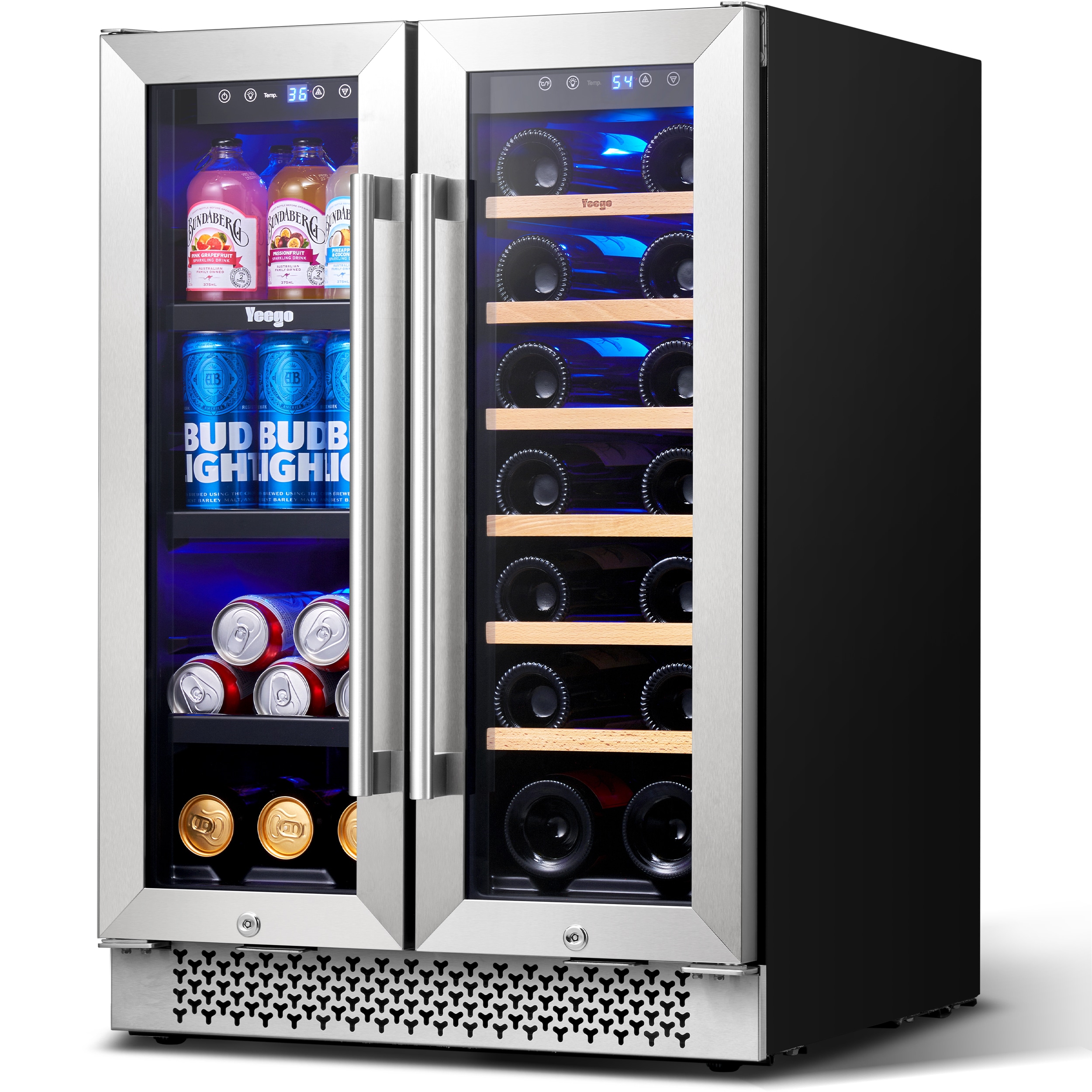 Yeego 24-in W 80-Can Capacity Stainless Steel Built-In/Freestanding  Beverage Refrigerator with Glass Door in the Beverage Refrigerators  department at