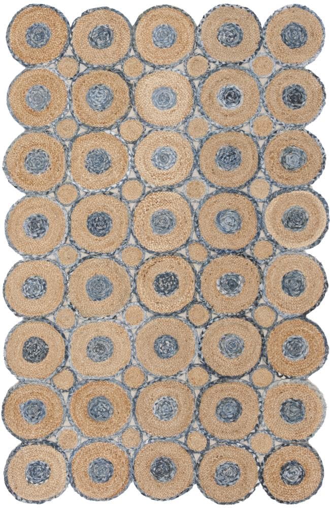Cape Cod Blue and Natural Geometric Jute Area Rug 6' x 9'