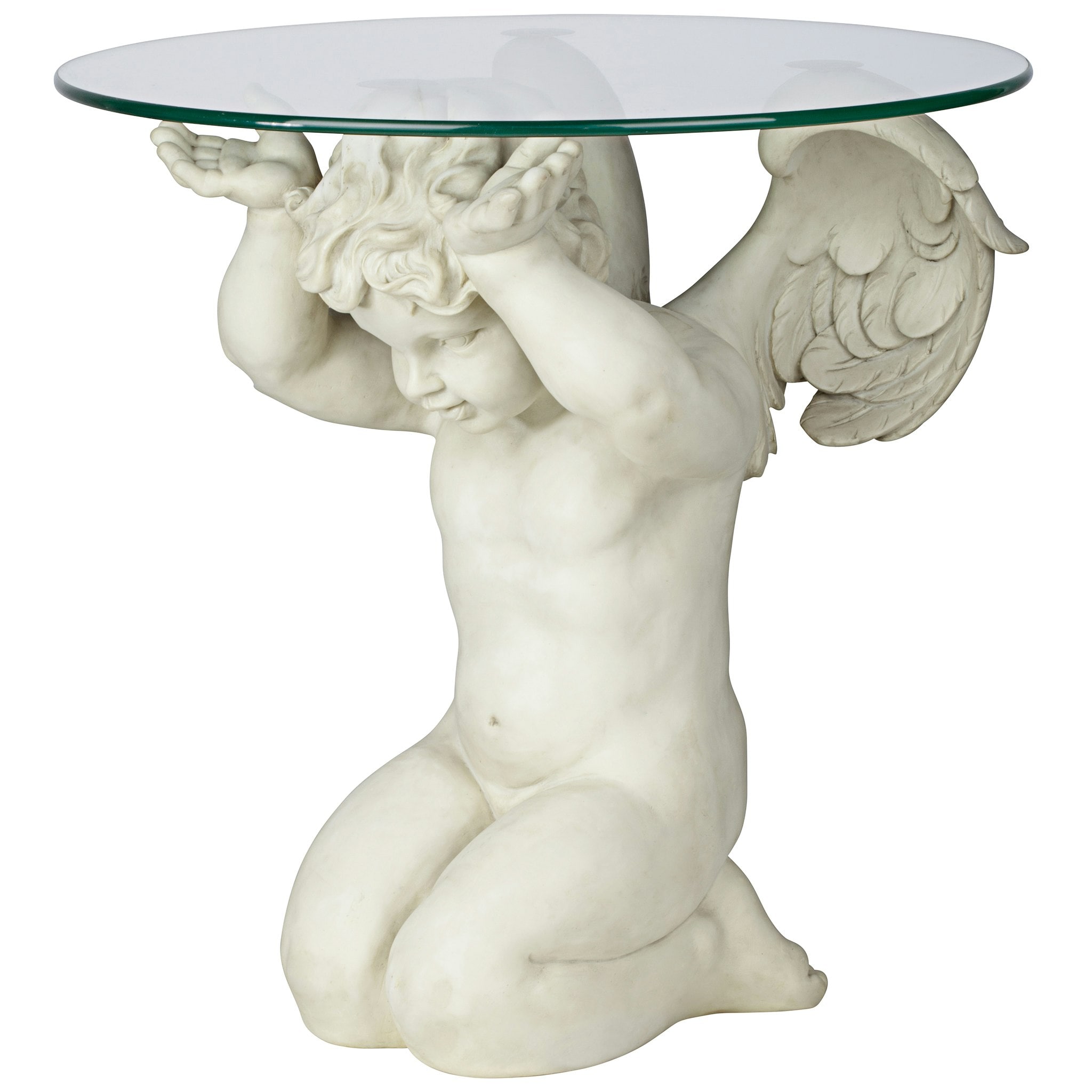 Design Toscano JQ8534 21-in W x 20-in H Antique Stone Glass Round Eclectic End Table Assembly Required