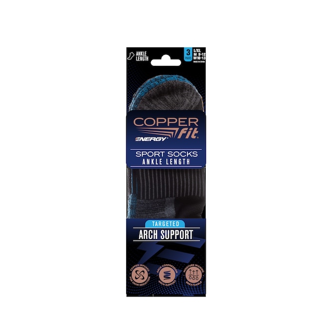 Copper Fit Unisex Polyester Blend Socks (3-Pack) in the Socks department at